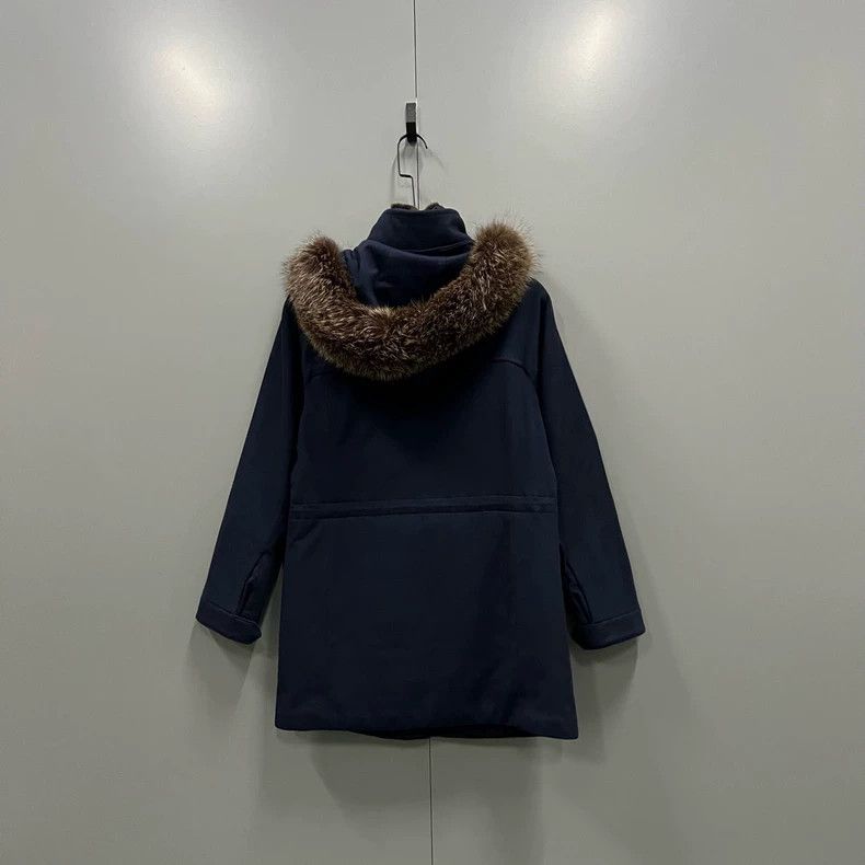 Loro Piana LORO PIANA A dark blue fur collar coat Size XS / US 0-2 / IT 36-38 - 2 Thumbnail