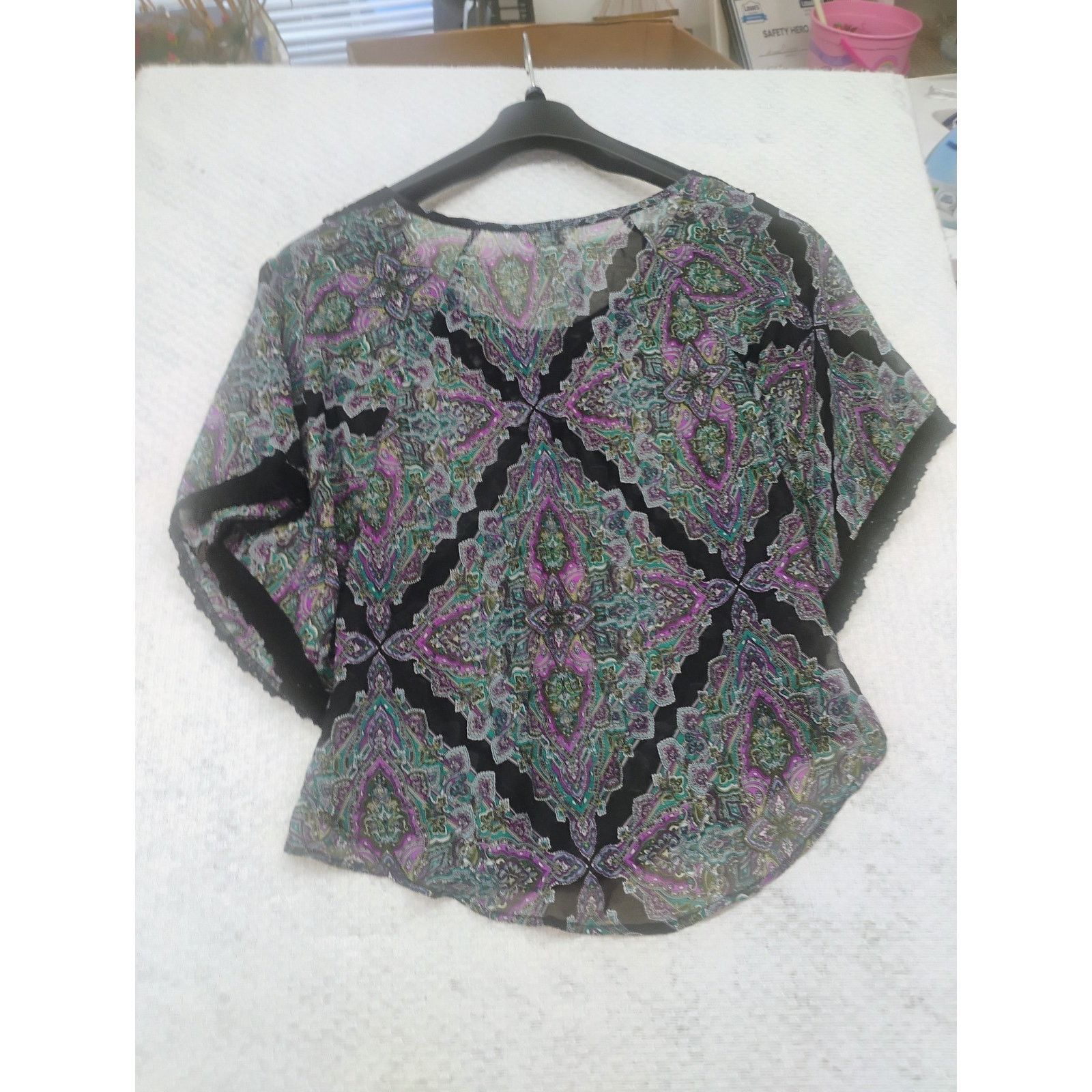Other Speeckles Womens Small Sheer Paisley Asymmetrical Blouse Pur Size S / US 4 / IT 40 - 4 Thumbnail