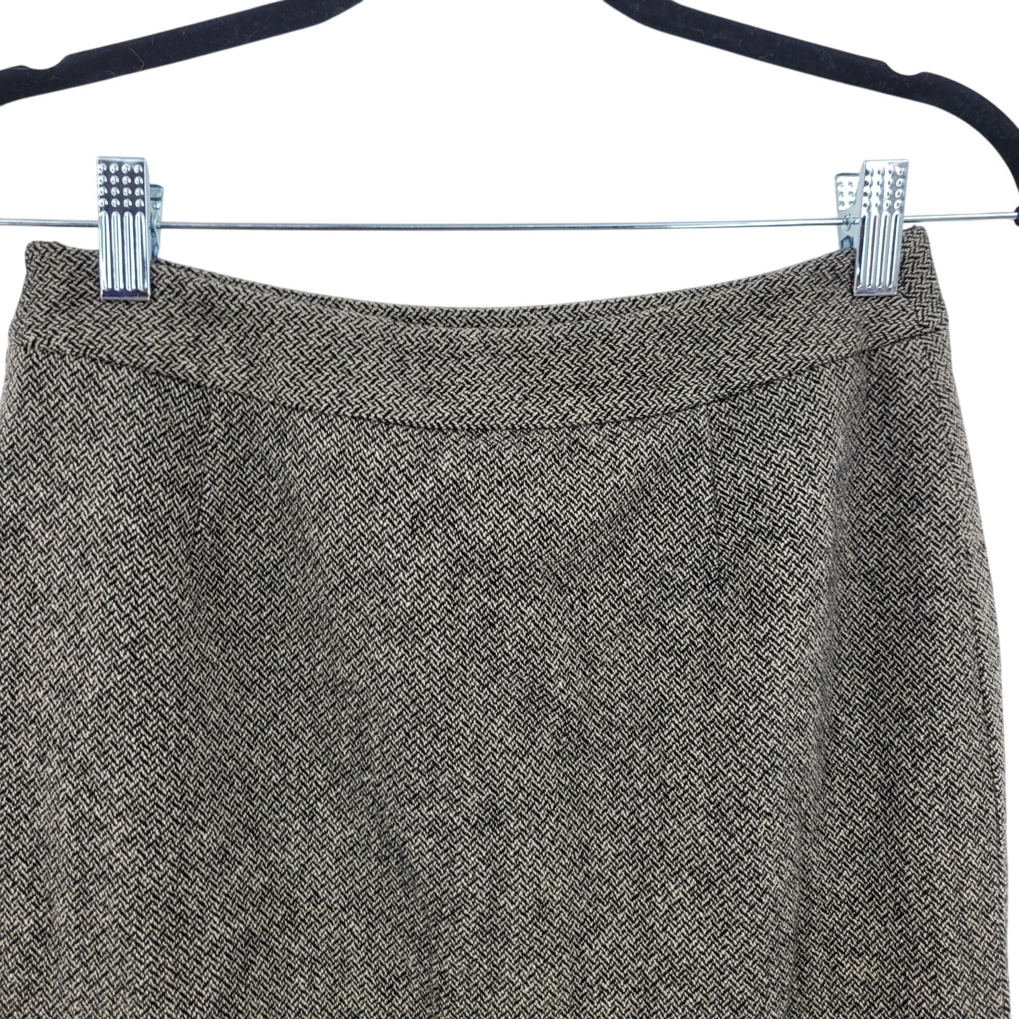 Banana Republic Vtg Y2K Banana Republic Herringbone Tulip Skirt Sz 0 Wool Gr Size 25" / US 0 / IT 36 - 7 Thumbnail