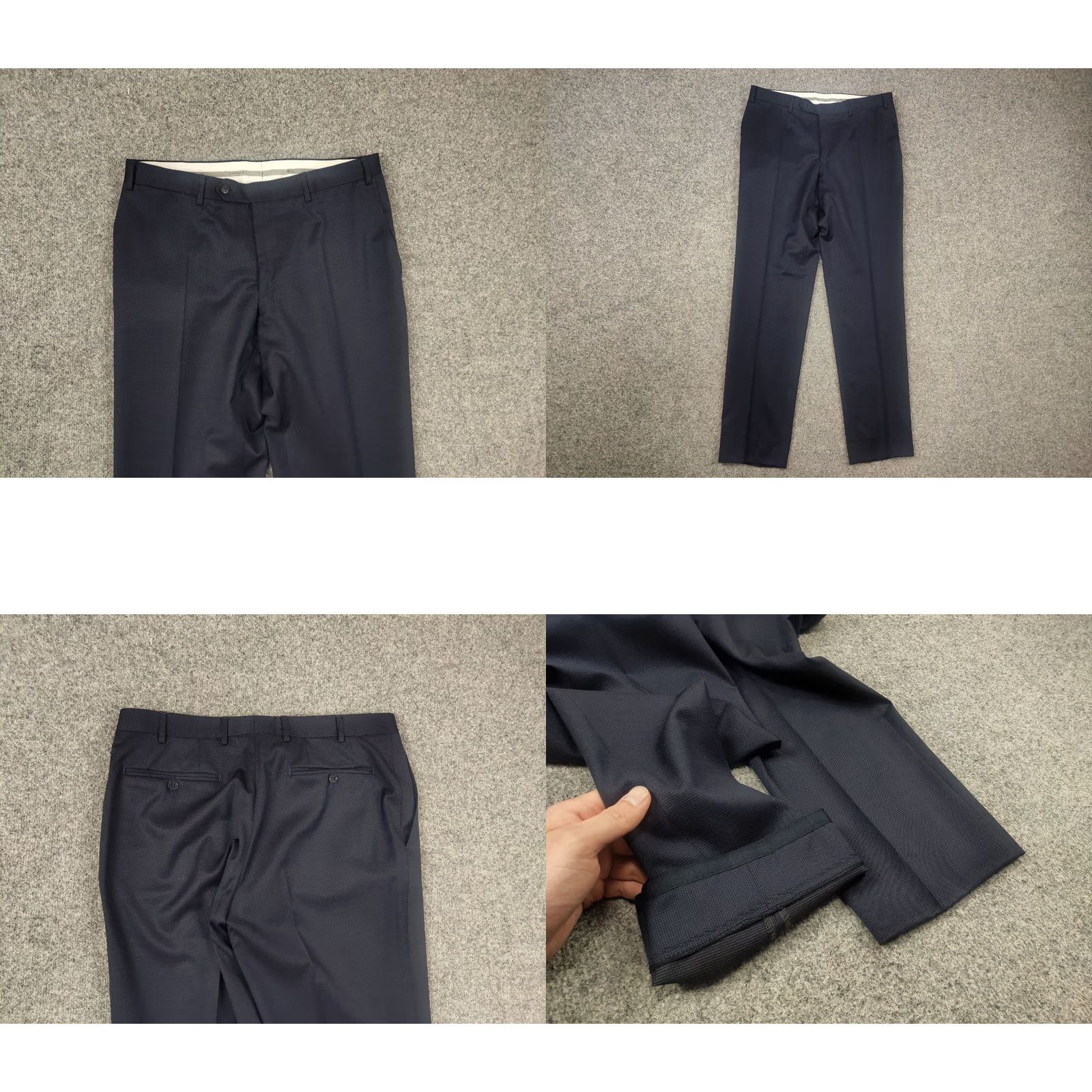 Canali VINTAGE Canali Italy Design 15280 Modern Fit 2 button Business Classic Suit Dark Blue Wool Size 50R - 9 Thumbnail