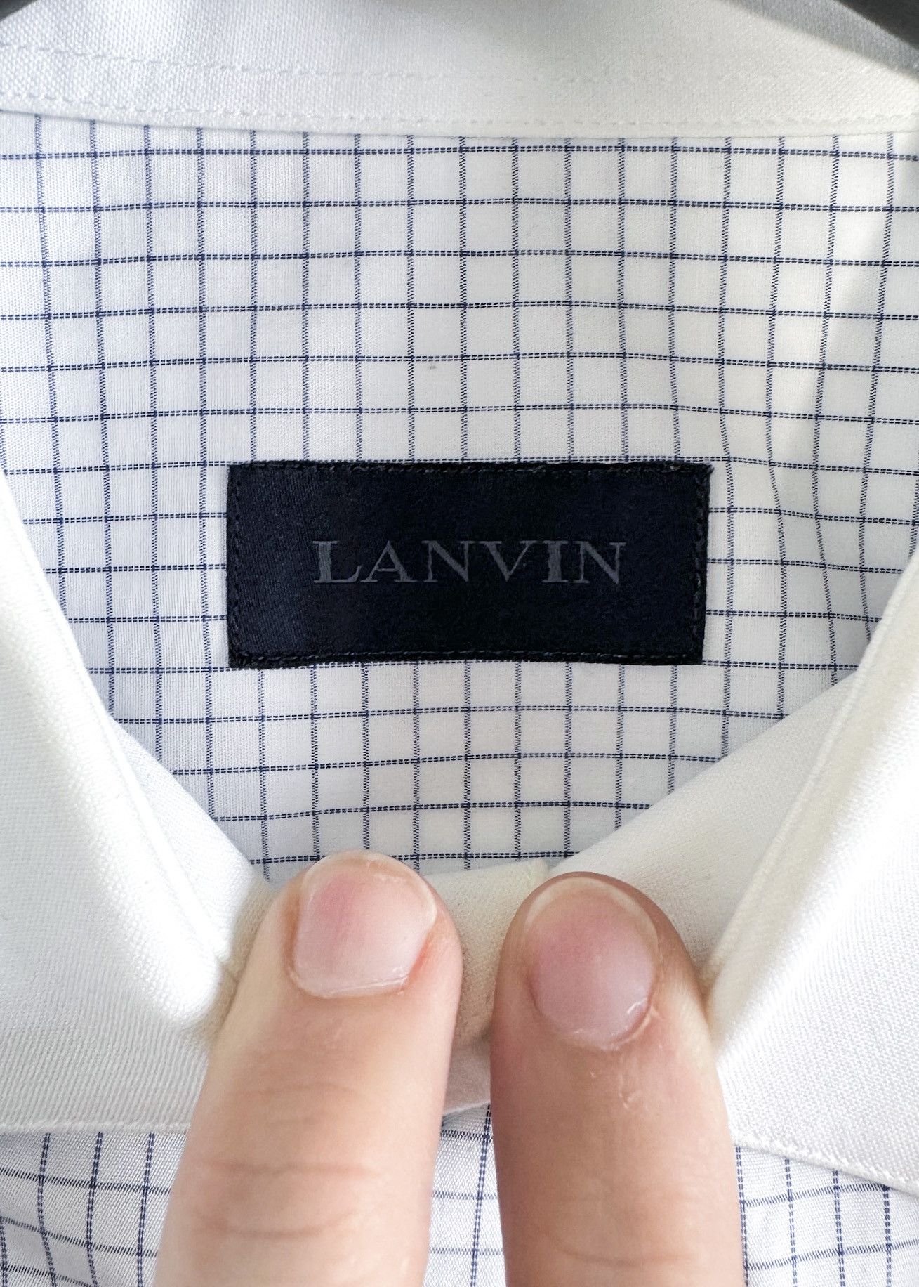 Lanvin Lanvin White Checkered Shirt With White Collar Size US L / EU 52-54 / 3 - 5 Thumbnail