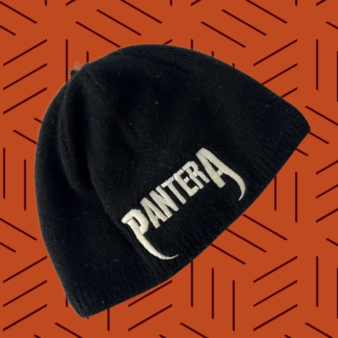 Vintage VINTAGE Pantera Wool Skull Cap Beanie Black One Size Mens Size US 35 - 1 Thumbnail