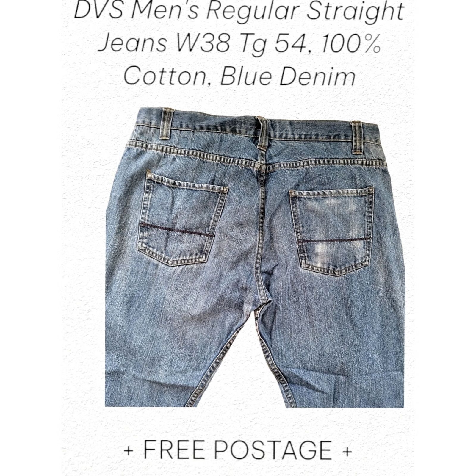 Denime DVS Jeans W38 (Tg 54) Regular Straight 100% Cotton Blue Denim - Mens, Regular Straight Leg, Bangladesh, B (Good) Size US 38 / EU 54 - 3 Thumbnail