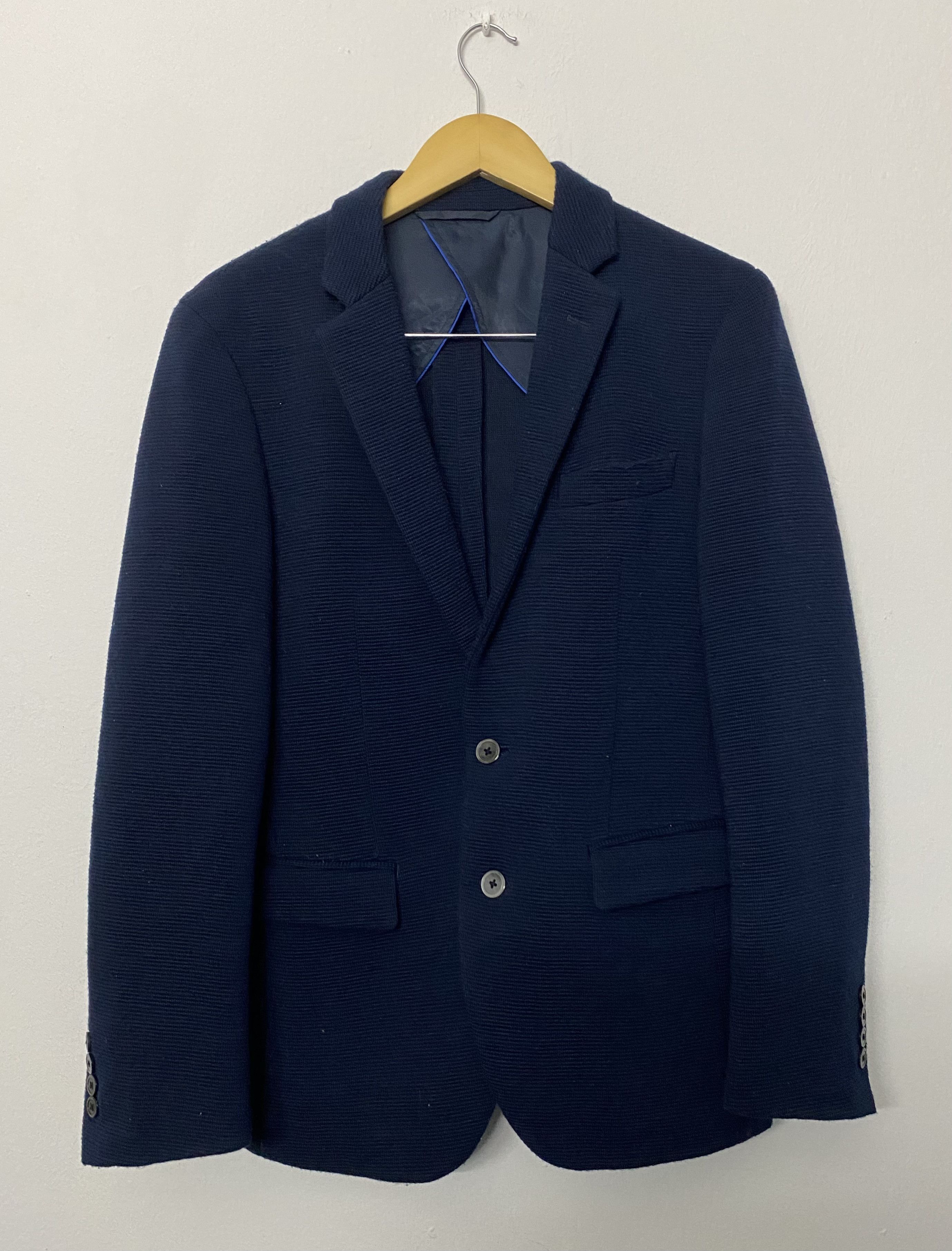 Beams Plus BEAMS HEART Textured Knit Navy Blazer Sport Coat Jacket Size US S / EU 44-46 / 1 - 1 Thumbnail