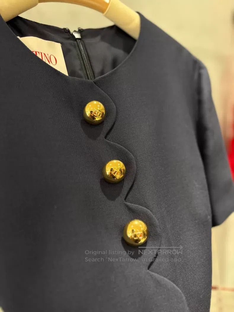 Valentino Valentino Wool silk navy blue cinched waist dress Size XS / US 0-2 / IT 36-38 - 2 Thumbnail