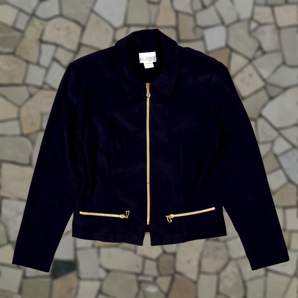 Vintage VINTAGE K C Spencer Jacket Womens 6 90s Blue USA Made Navy Polyester Jacket Size M / US 6-8 / IT 42-44 - 1 Thumbnail