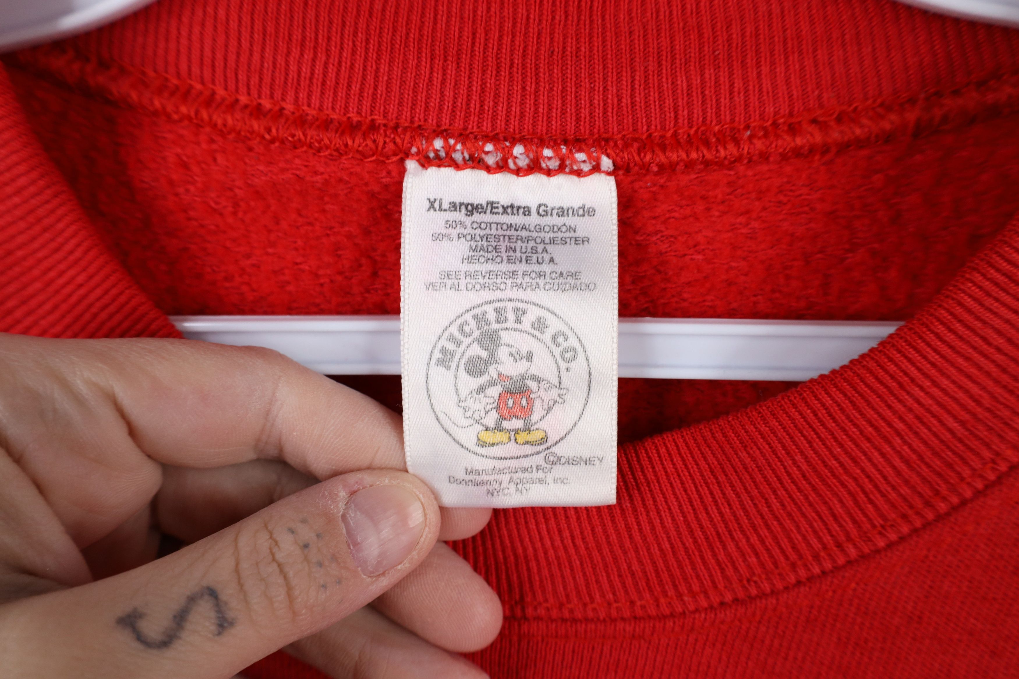 Disney × Vintage Vintage 90s Disney Mickey Mouse Crewneck Sweatshirt Red USA Size US XL / EU 56 / 4 - 7 Thumbnail
