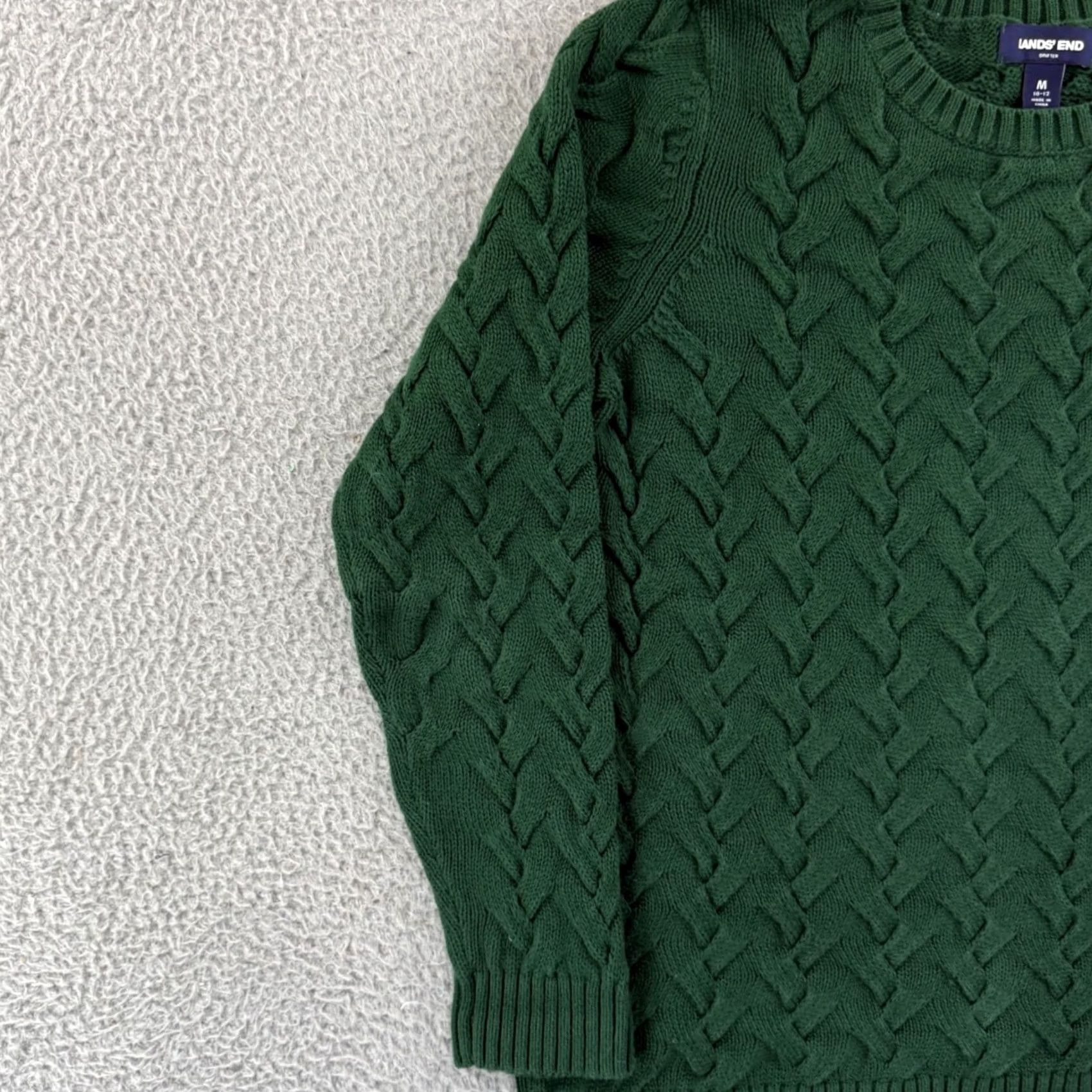 Lands' End Lands' End Drifter Sweater Woman's Medium Green Long Sleeve Cable Knit Preppy Pullover Blacklisted? (No) Size M / US 6-8 / IT 42-44 - 4 Thumbnail