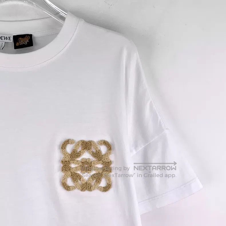 Loewe Loewe White Logo Flock Cotton Short Sleeve T-Shirt Size S / US 4 / IT 40 - 3 Thumbnail