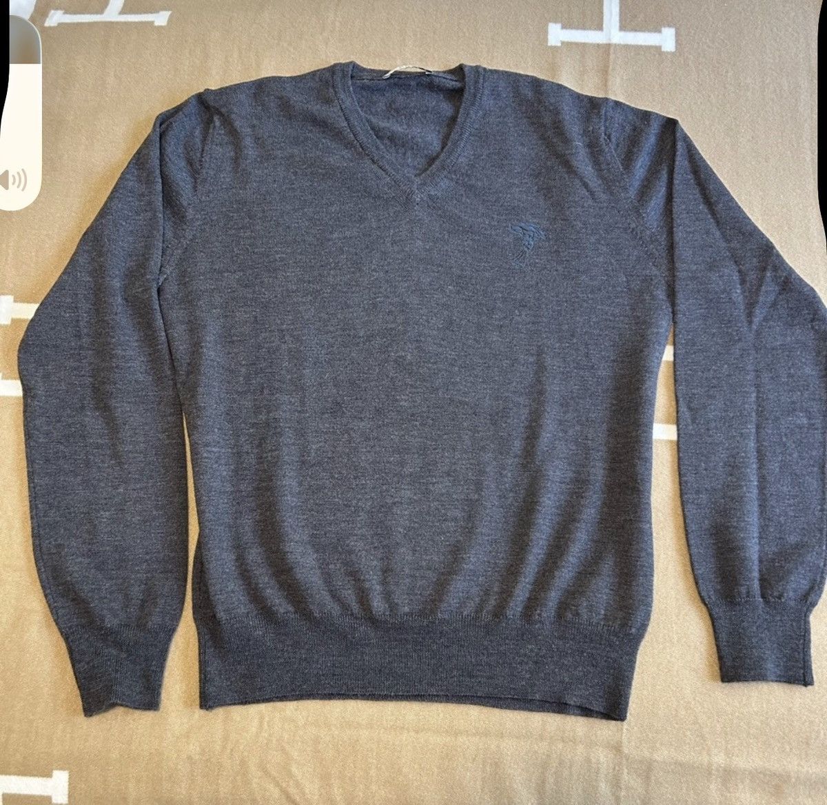 Versace Versace Collection V-Neck Sweater Gray Wool Medusa Logo Size US L / EU 52-54 / 3 - 3 Thumbnail