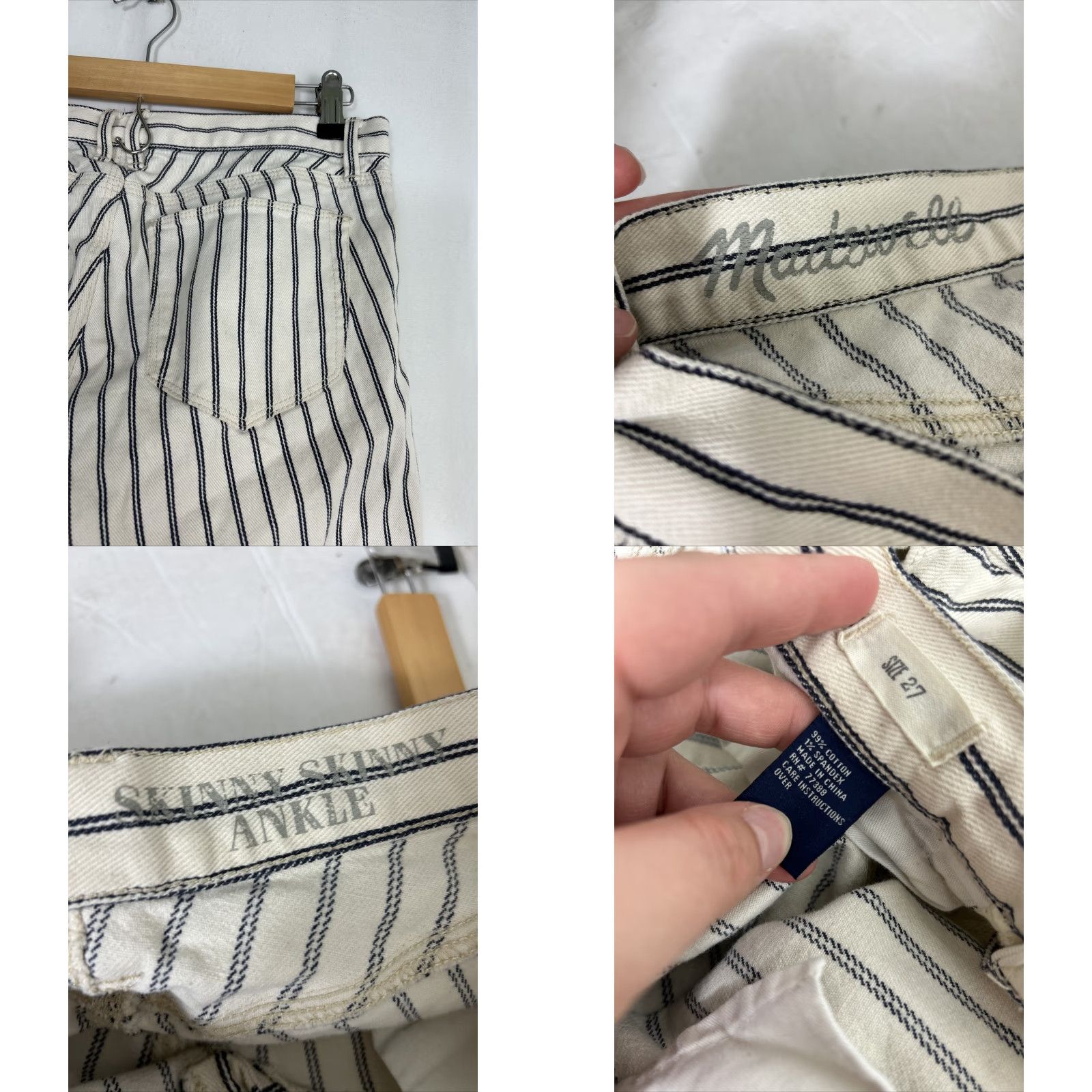 Madewell Madewell striped skinny pants Navy & White Striped Skinny Ankles 30x27 Women Size 27 Regular Inseam 27 Size 27" / US 4 / IT 40 - 9 Thumbnail
