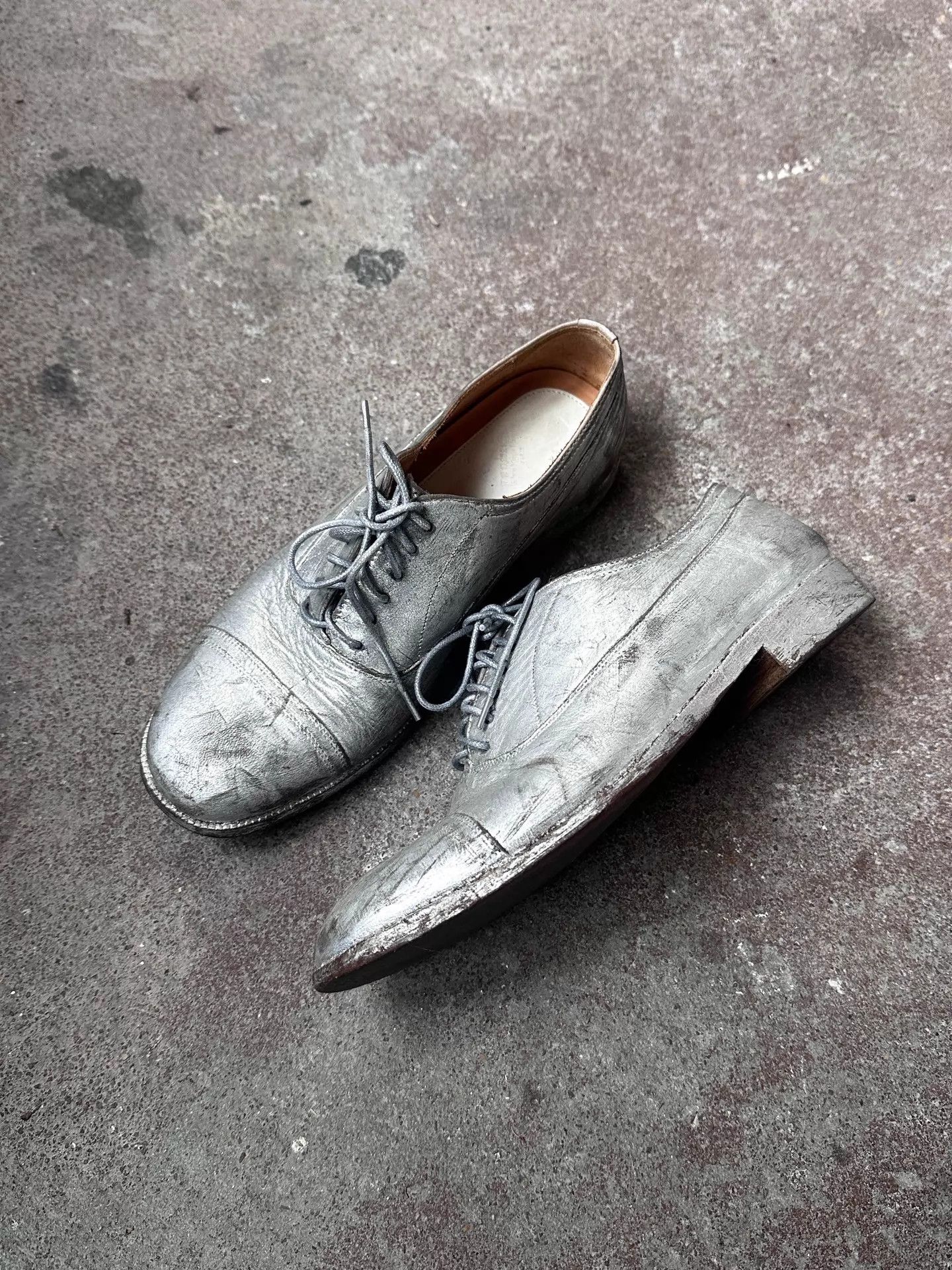Other Maison Martin Margiela Martin Painted Silver Derbies Size US 6.5 / IT 36.5 - 2 Thumbnail