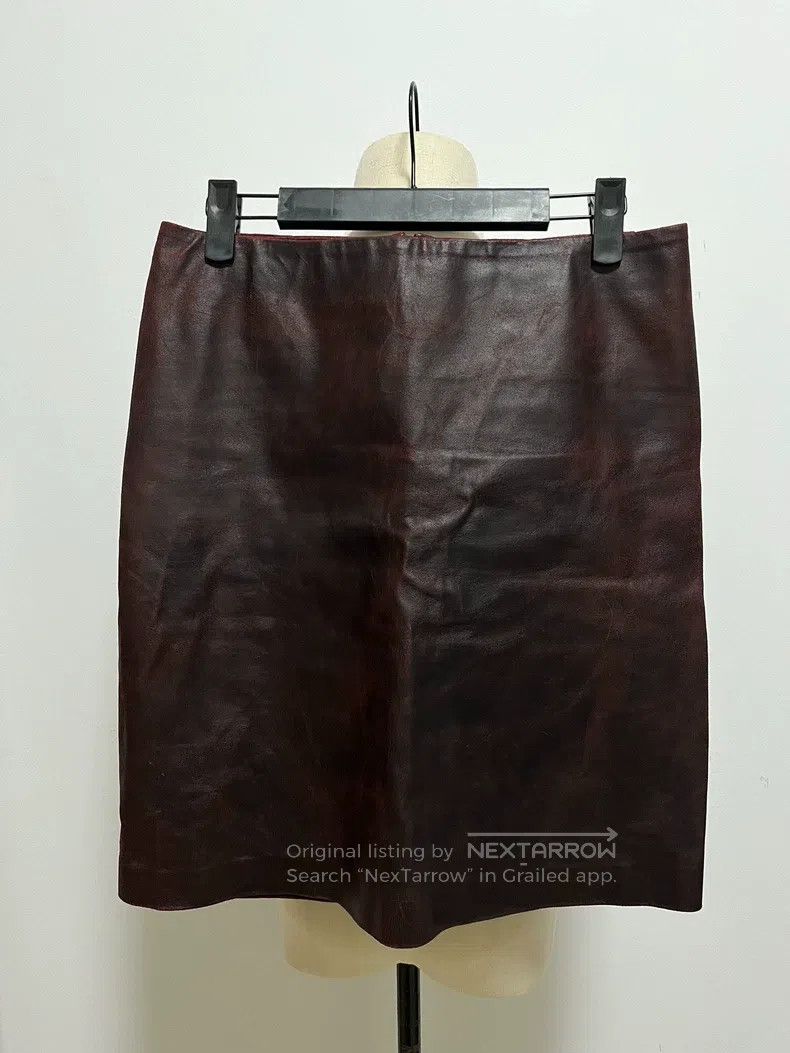 Ann Demeulemeester Ann Demeulemeester Red crackle, leather skirt, mini skirt Size 35" - 2 Thumbnail