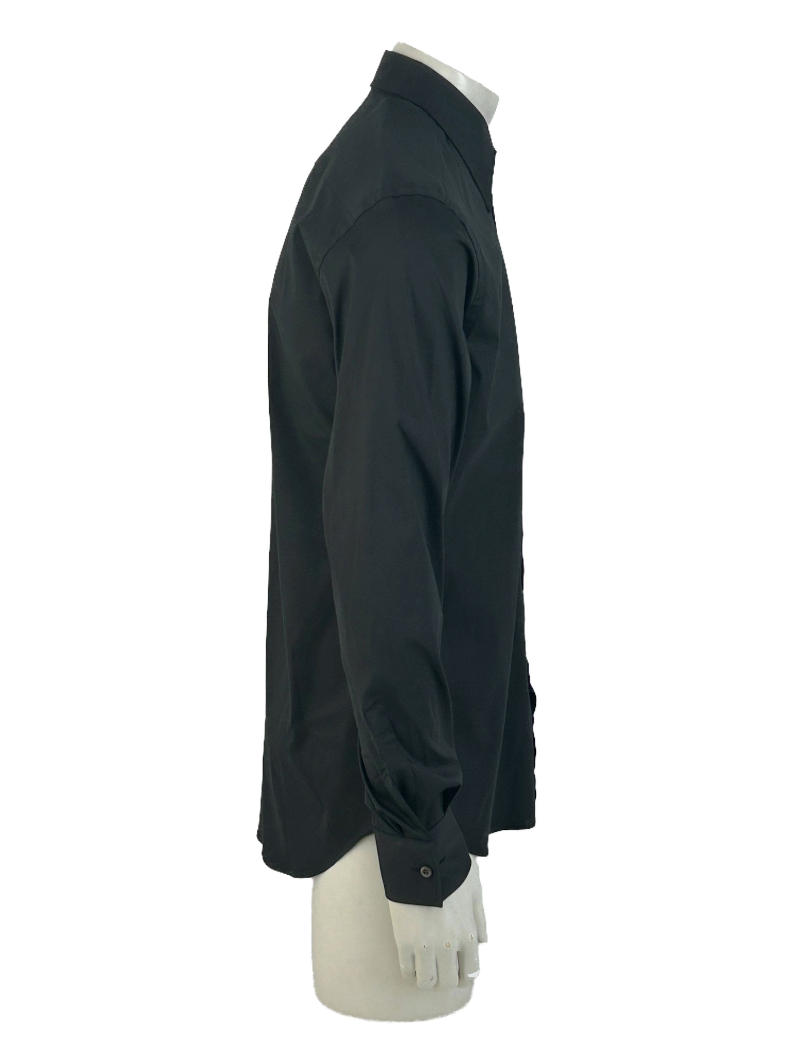 Prada PRADA BLACK POPELINE STRETCH DRESS SHIRT SIZE 39 Size US M / EU 48-50 / 2 - 2 Thumbnail