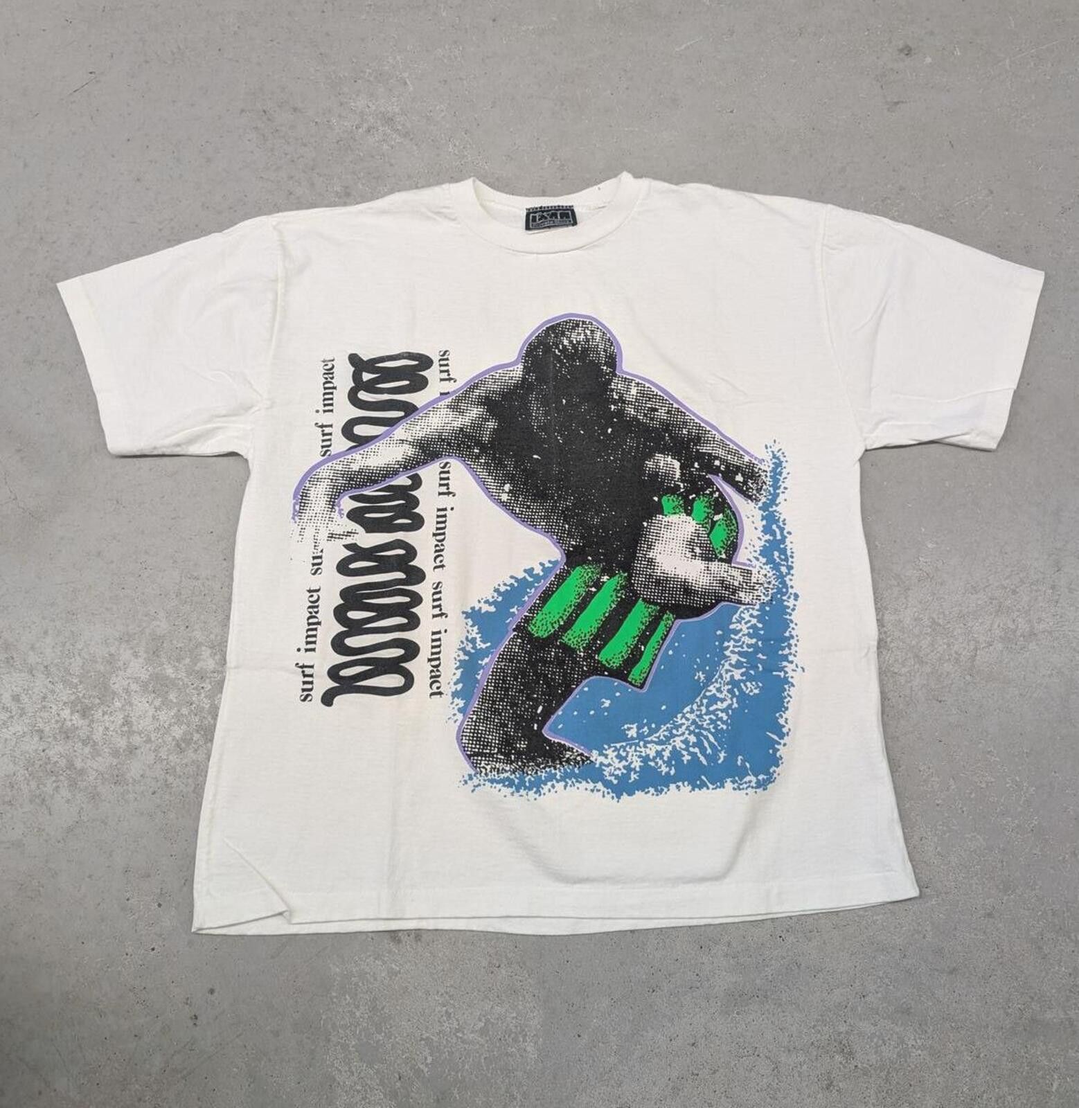 Vintage Vintage 90s Surf Impact Surfing Gear Promo T-shirt Size US L / EU 52-54 / 3 - 1 Thumbnail