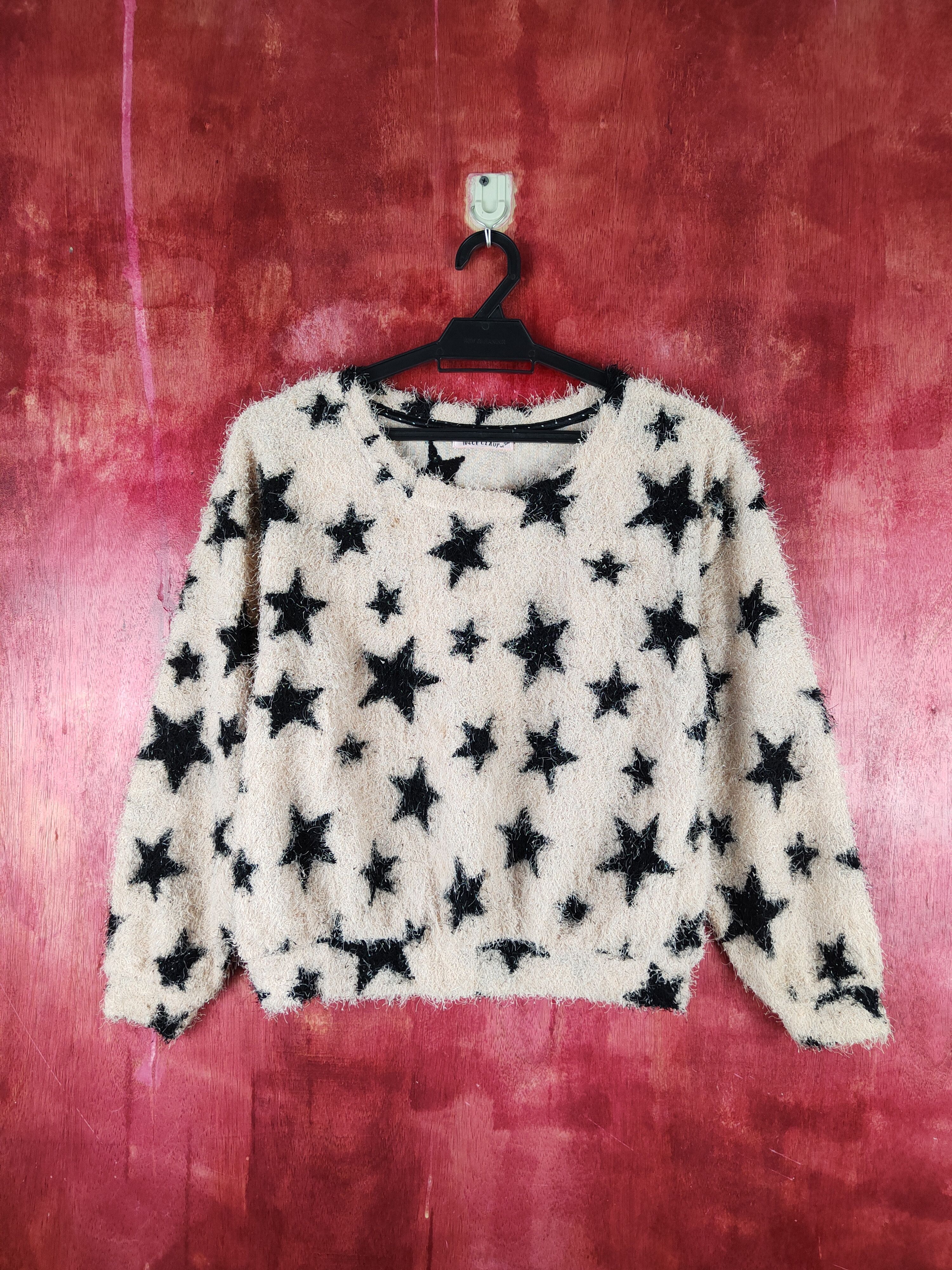 Homespun Knitwear Nice Claup Beige Star Shag Shaggy Fur Mohair Knitwear #S1983 Size S / US 4 / IT 40 - 1 Thumbnail