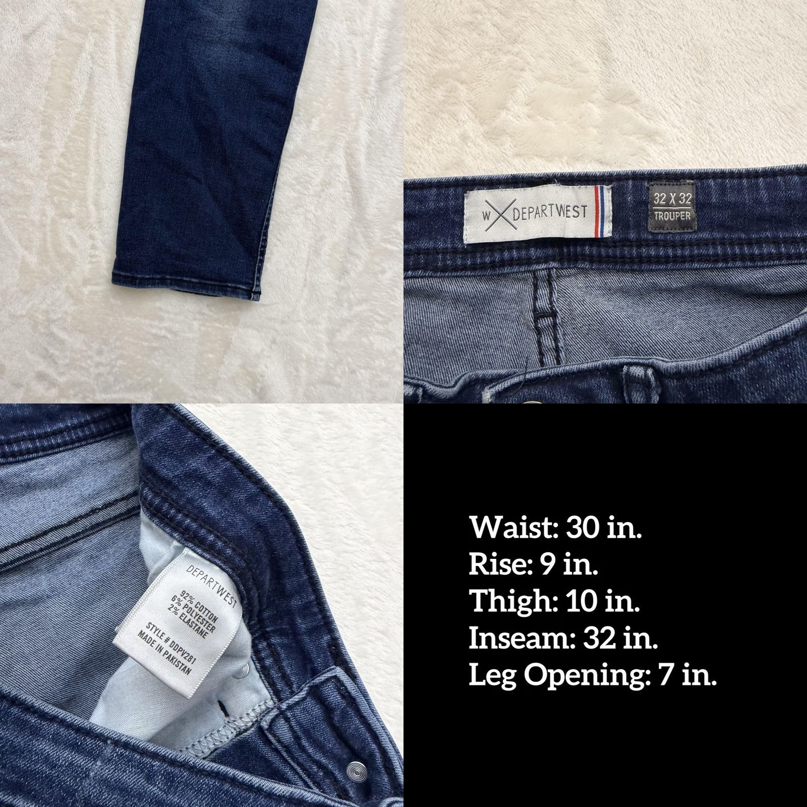 Vintage Departwest Jeans Slim 30x32 Blue Trouper Distressed Stretch Denim Dark Wash Mens Jeans 30 Regular 32Inseam Size US 30 / EU 46 - 10 Thumbnail