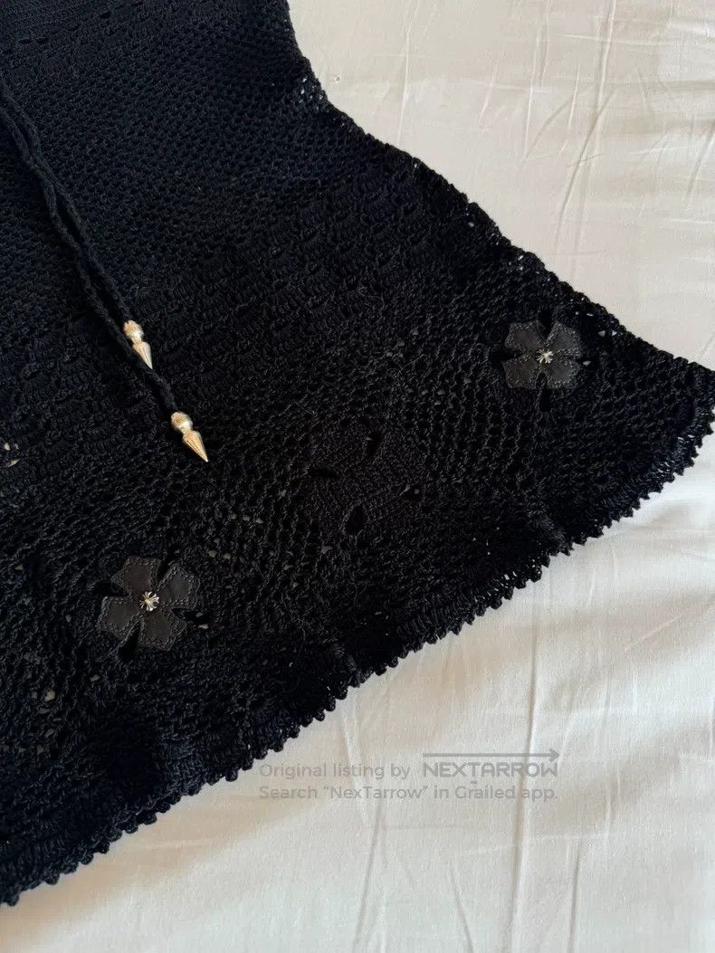 Chrome Hearts CHROME HEARTS Size S Cross-cut leather silver knit skirt Size S / US 4 / IT 40 - 3 Thumbnail