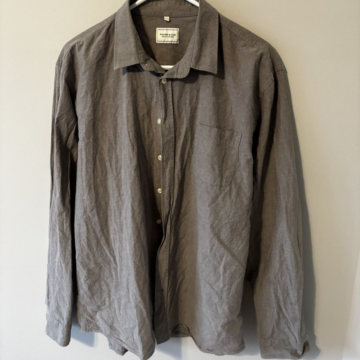Frank & Oak Frank And Oak Grey Cotton Cloth Textures Button Down Shirt Size US XL / EU 56 / 4 - 1 Thumbnail