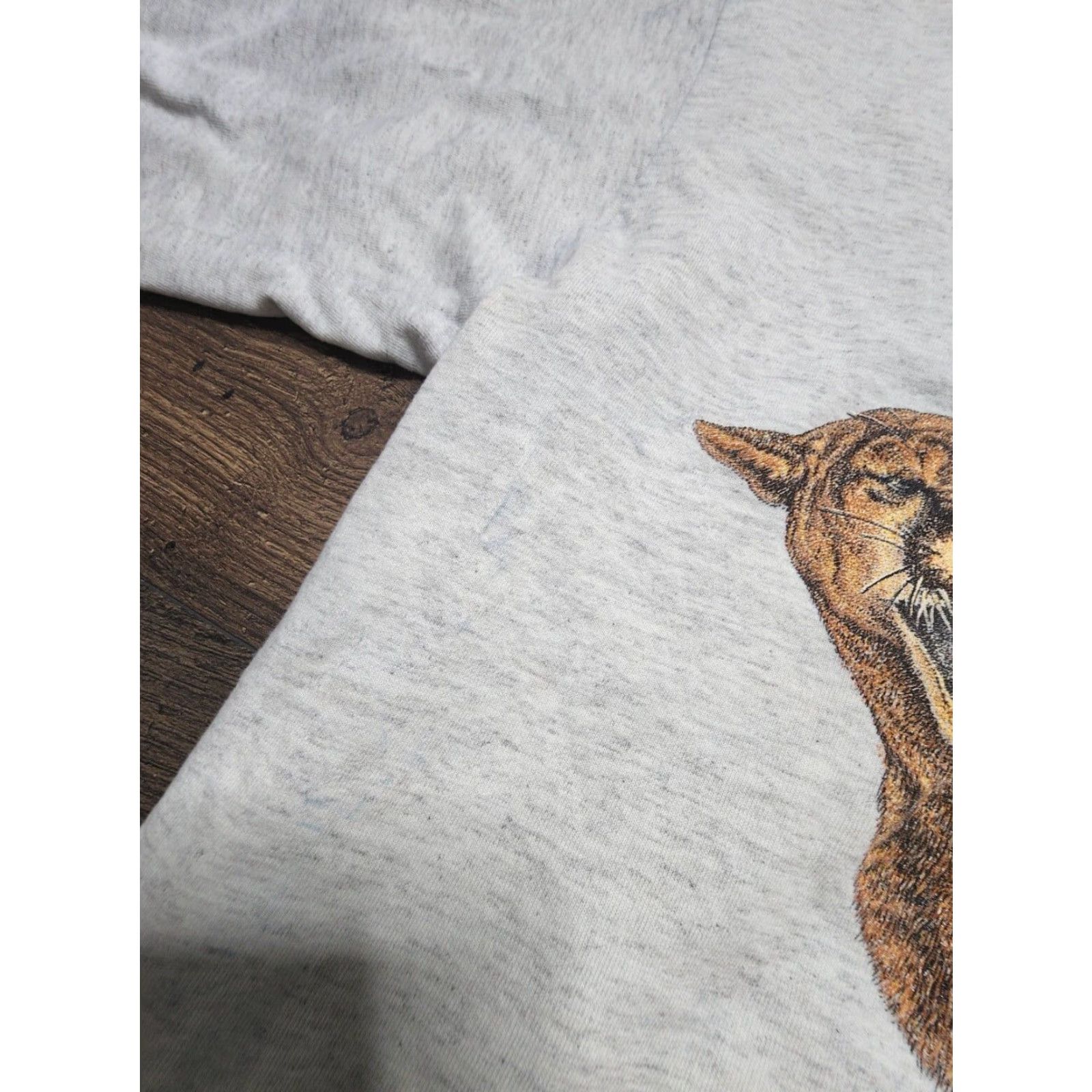 Elwood VINTAGE 90s Hazelwood Mountain Lion T Shirt Mens XL Distressed Thrashed Gray Cotton Blend Crew Neck Short Sleeve T-Shirt Size US XL / EU 56 / 4 - 4 Thumbnail