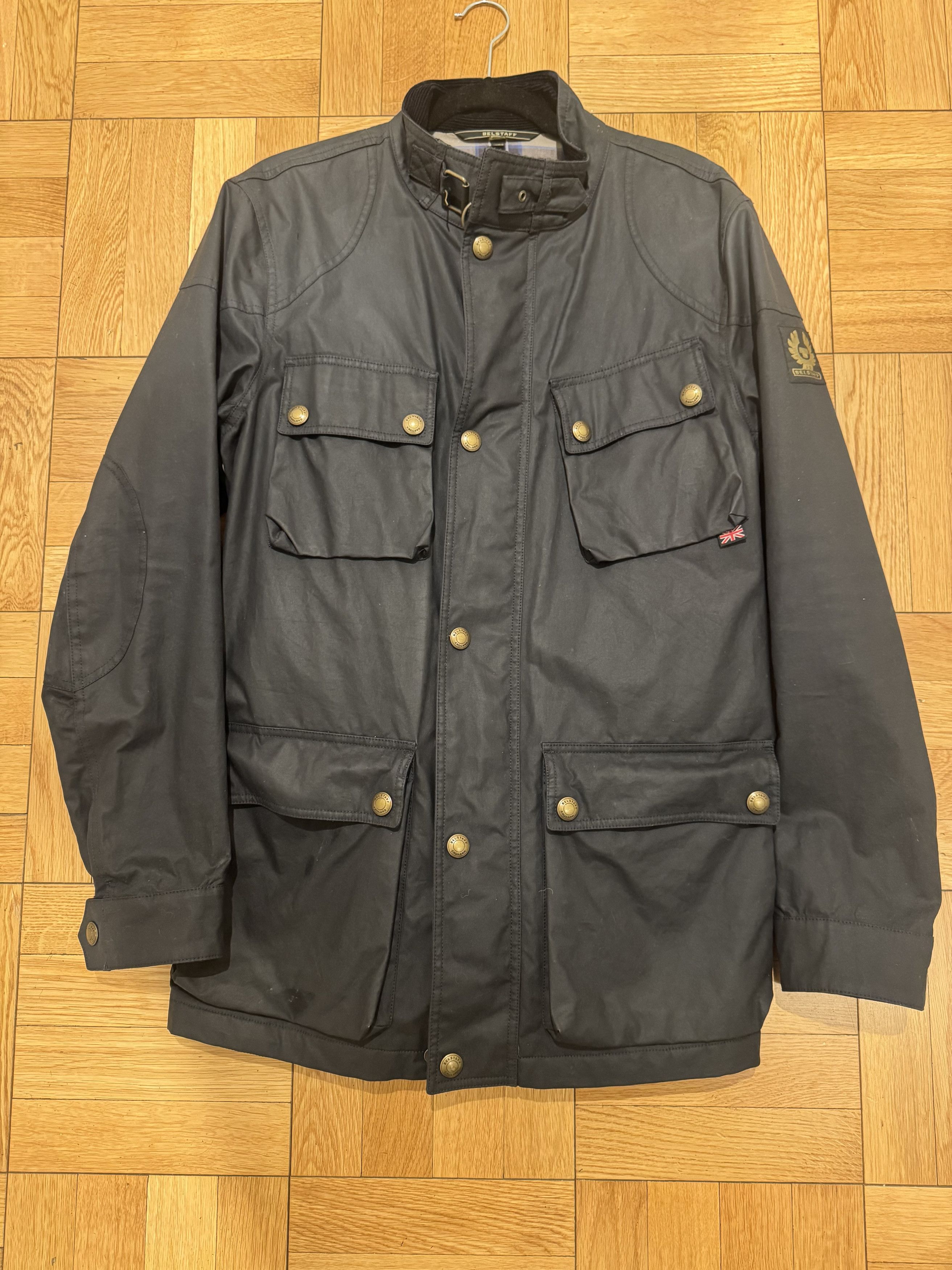 Belfast Trialmaster Belted Dark Navy Waxed Jacket