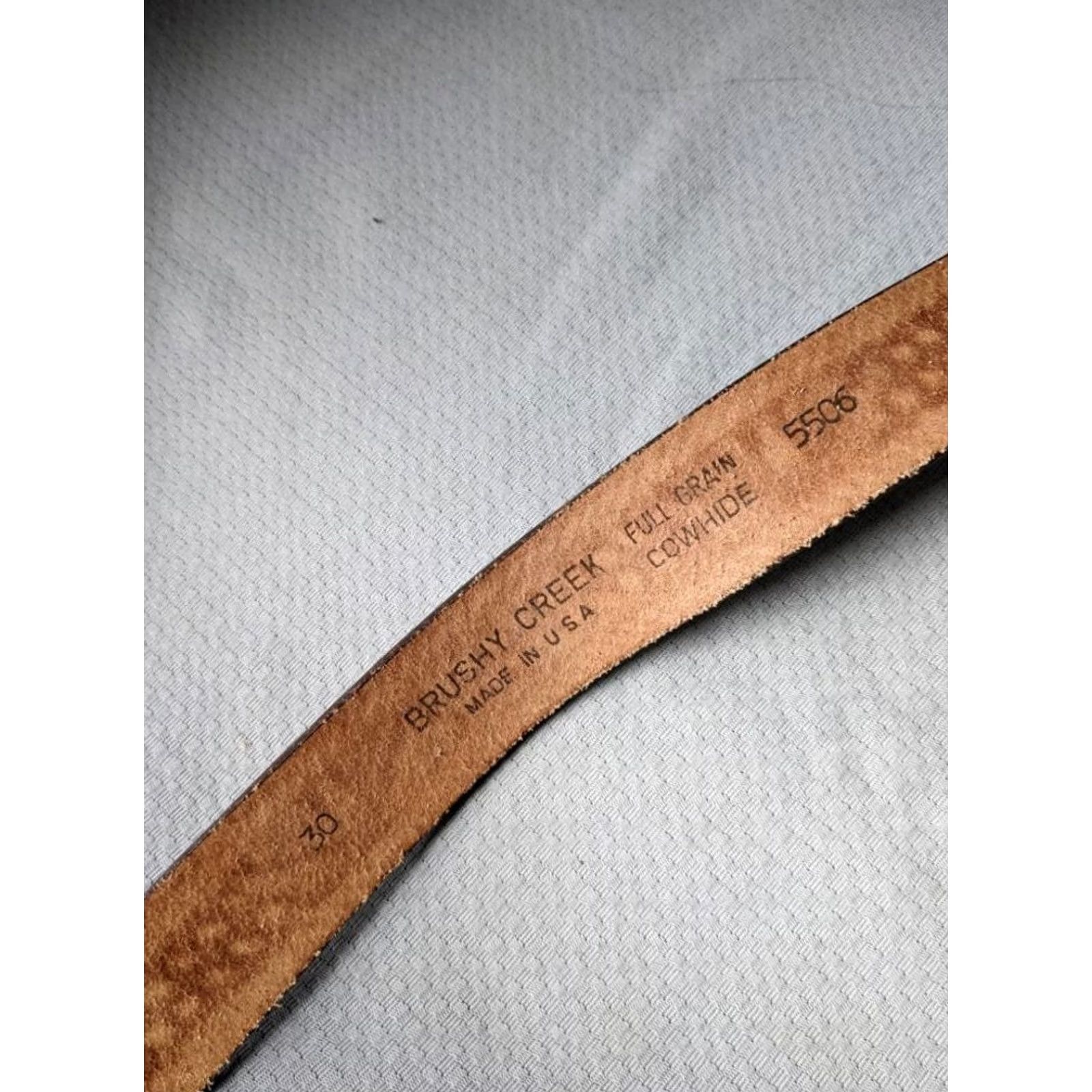Vintage VINTAGE Brushy Creek Western Belt 28 Brown Leather Tooled Eagle Buckle Men Size 28 - 4 Thumbnail