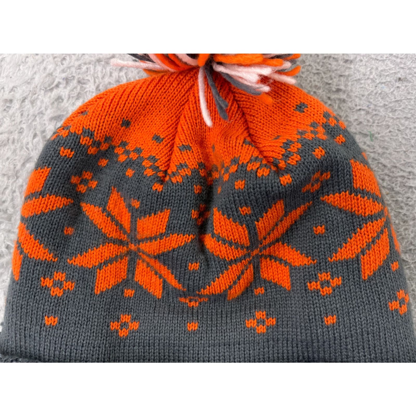 Mitchell & Ness VINTAGE Mitchell & Ness Beanie Hat Adult One Size Orange Fair Isle Ski Logo 90s Mens Size ONE SIZE - 3 Thumbnail