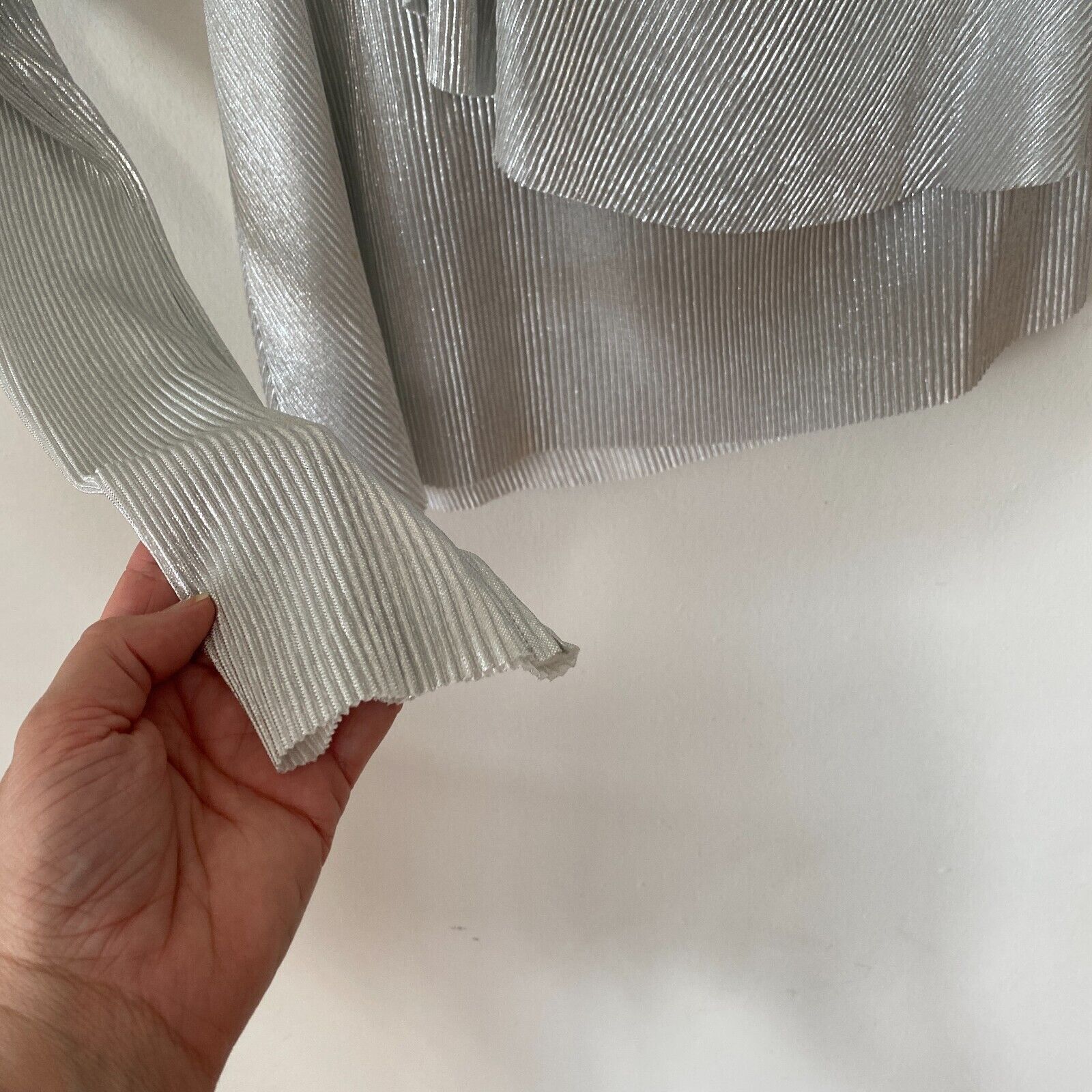 LIKELY Silver Striped Ribbed One Shoulder One Sleeve Ruffle Top S Size S / US 4 / IT 40 - 6 Thumbnail