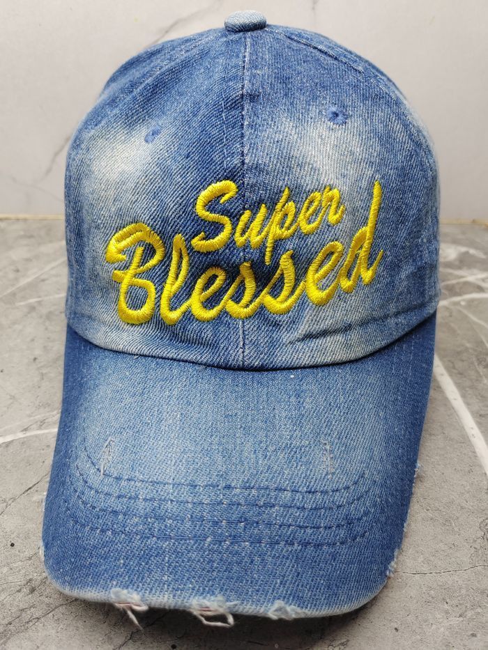 Japanese Brand Vintage Super Blessed Denim Style Cap Hat Size ONE SIZE - 2 Thumbnail