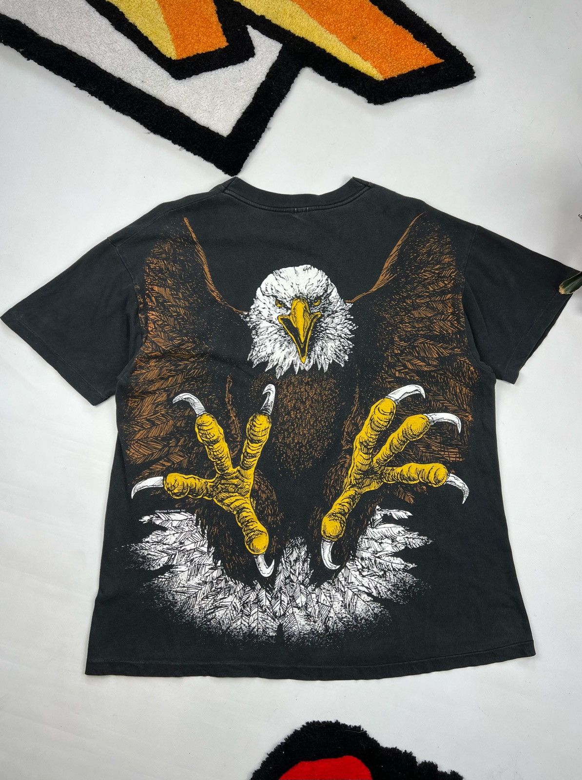 90'S PowerPro Eagle Pattern Motorcycle Bike T-shirt Men's XL Vintage /eaa461090