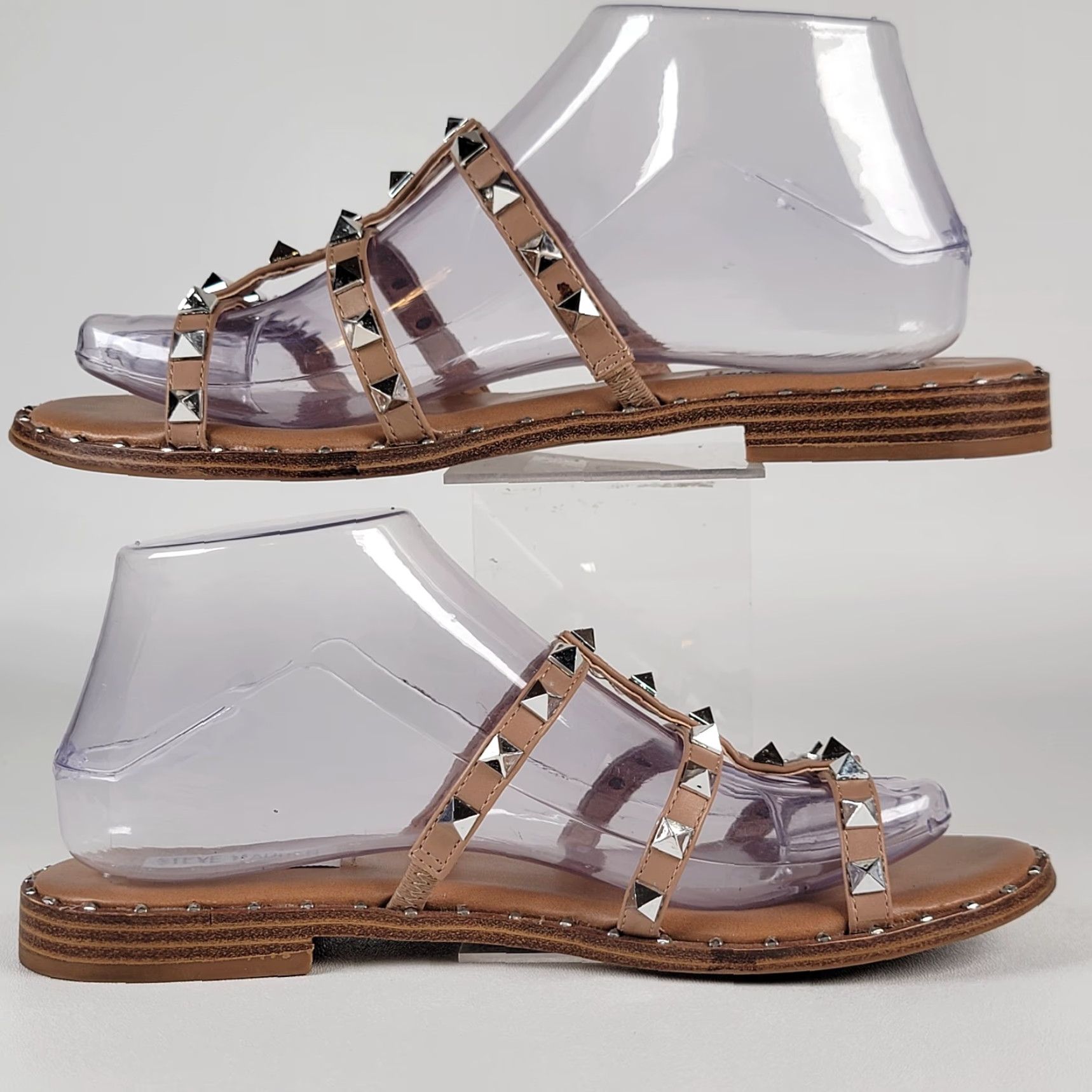 Steve Madden Steve Madden Sandal Women 8 Lowell Tan Silver Studded Strappy Casual Flat Heel Sneakers? Size US 8 / IT 38 - 4 Thumbnail
