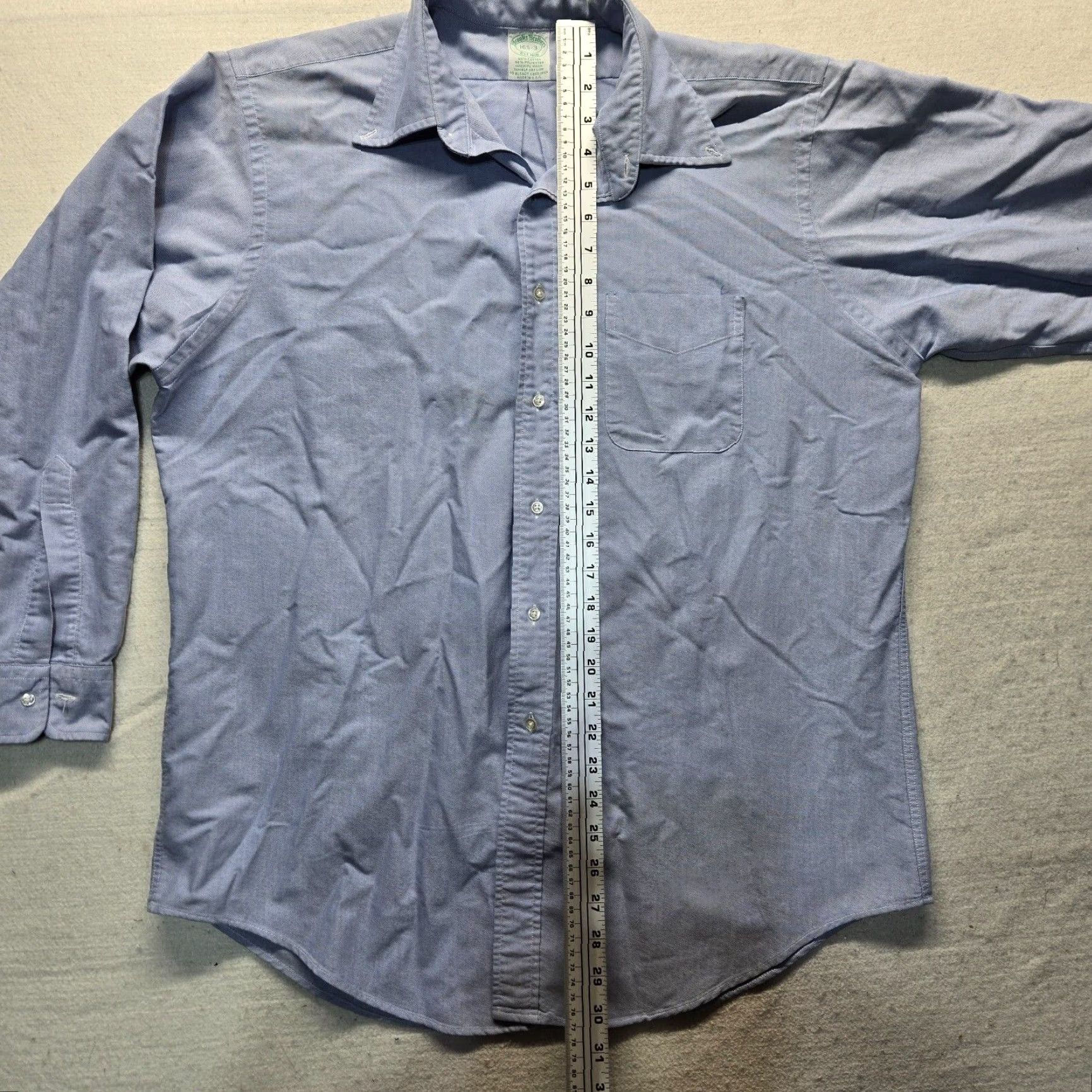 Brooks Brothers Brooks Brothers Shirt Button-Up Blue Long Sleeve Cotton Adult Size 16.5 Regular Mens Size 42R - 6 Thumbnail
