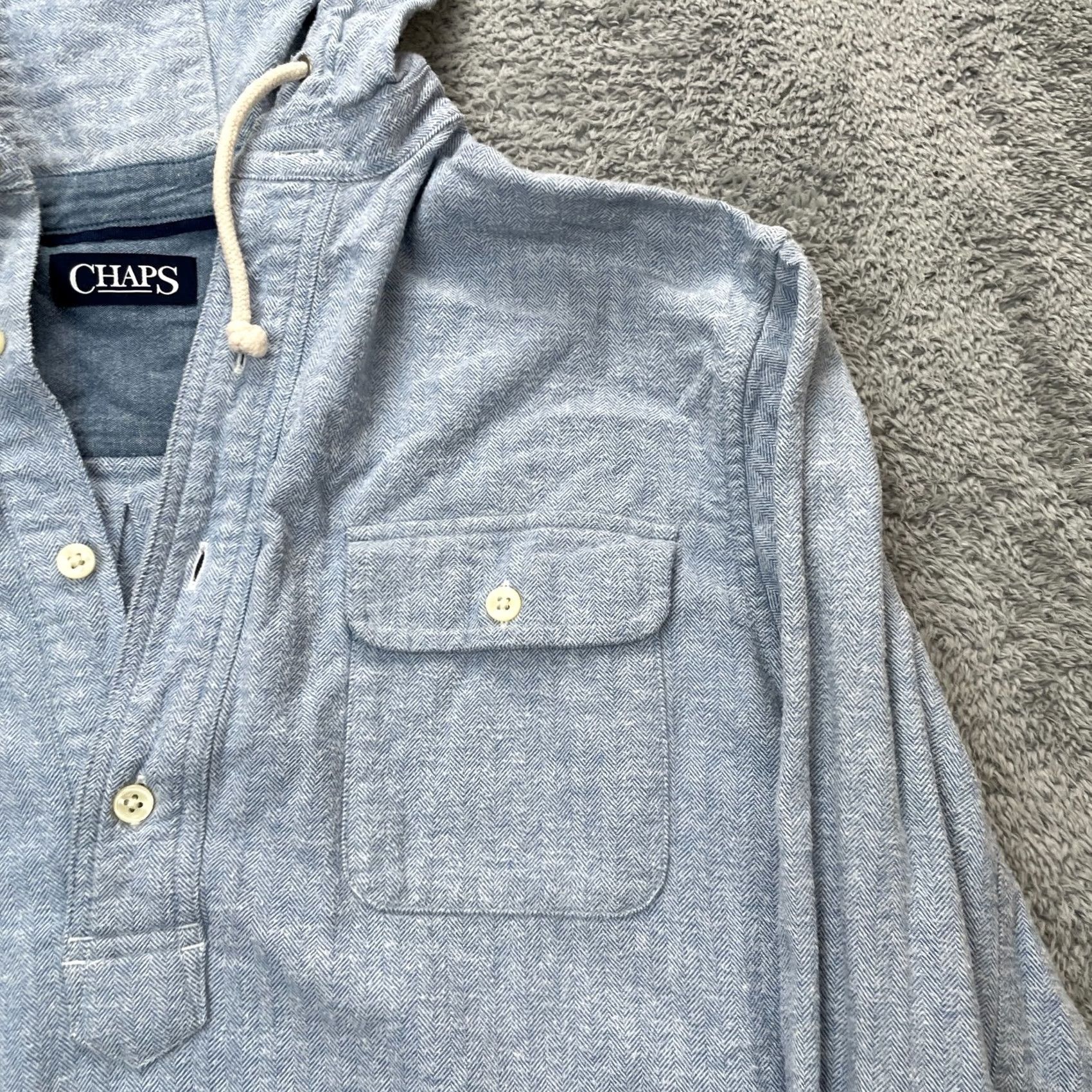 Chaps Womens Chaps Hoodie - Long Sleeve Blue Herringbone Cotton Activewear Size L / US 10 / IT 46 - 6 Thumbnail