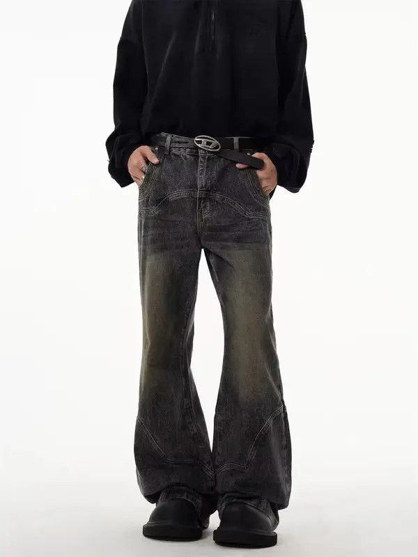 VIBE Retro heavy distressed micro flared patchwork jeans Size US 32 / EU 48 - 1 Thumbnail