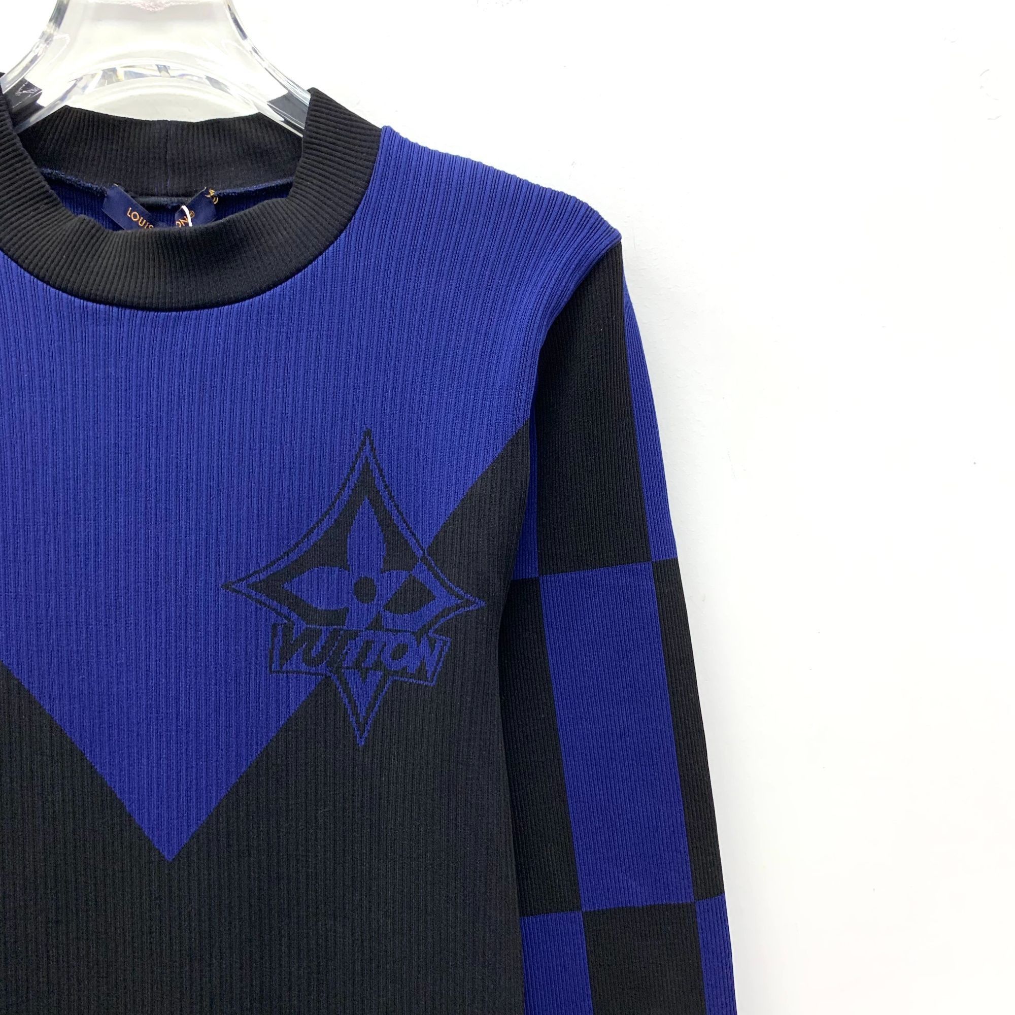 Louis Vuitton LOUIS VUITTON Black & Blue Checkered Long Sleeve Knit Mini D Size L / US 10 / IT 46 - 7 Thumbnail