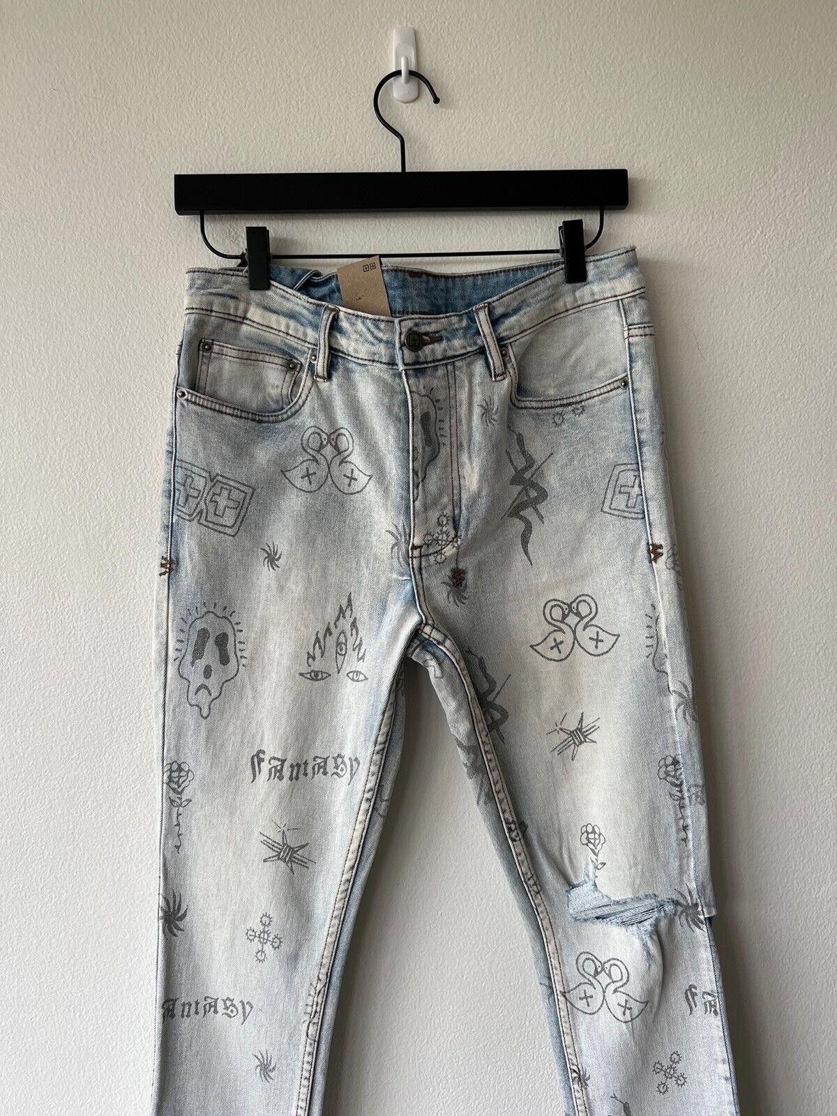 Ksubi new Ksubi mens denim jean chitch 31 blue stik n poke print Size US 31 - 2 Thumbnail