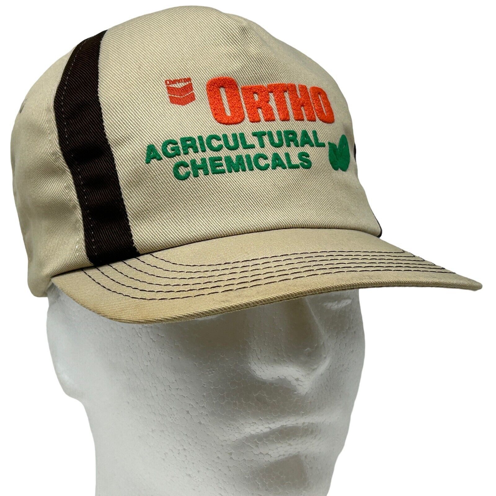 Vintage Vintage 80s Chevron Ortho Hat Baseball Cap USA Made Beige Size ONE SIZE - 9 Thumbnail