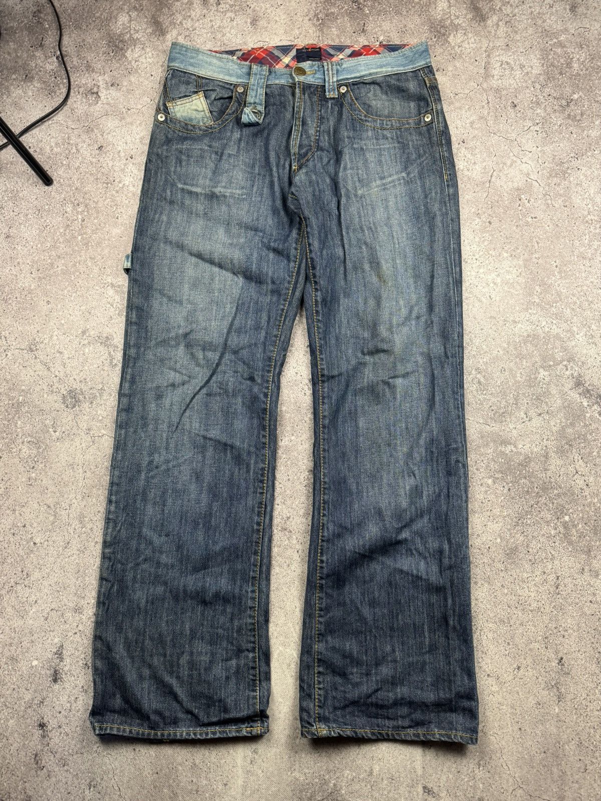 Japanese Brand Vintage Japanesse baggy flared jeans pants y2k avantgarde Size US 33 - 4 Thumbnail