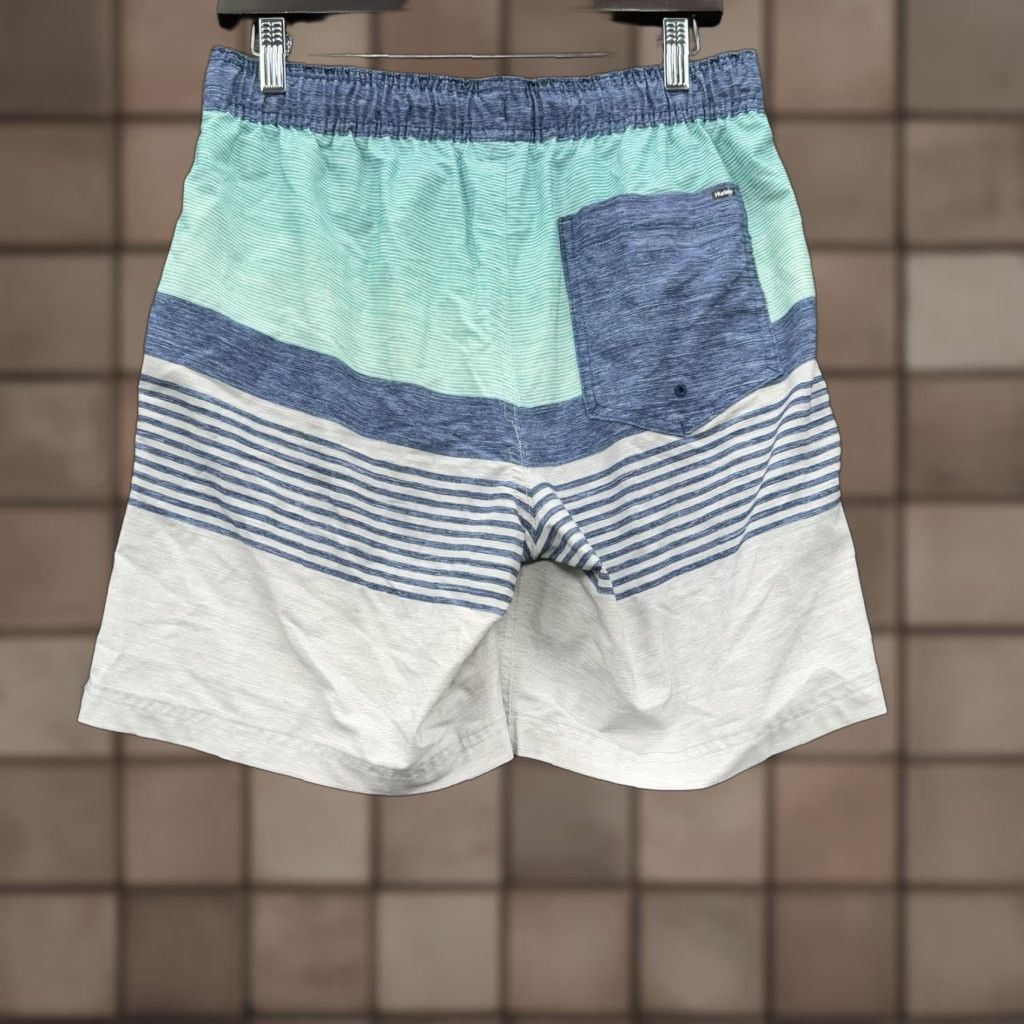 Hurley Hurley Swim Short Men M Polyester Drawstring Beach Weekend Vacation Multicolor Striped 7in Inseam 17in Outerseam Bottom Size US 31 - 1 Thumbnail