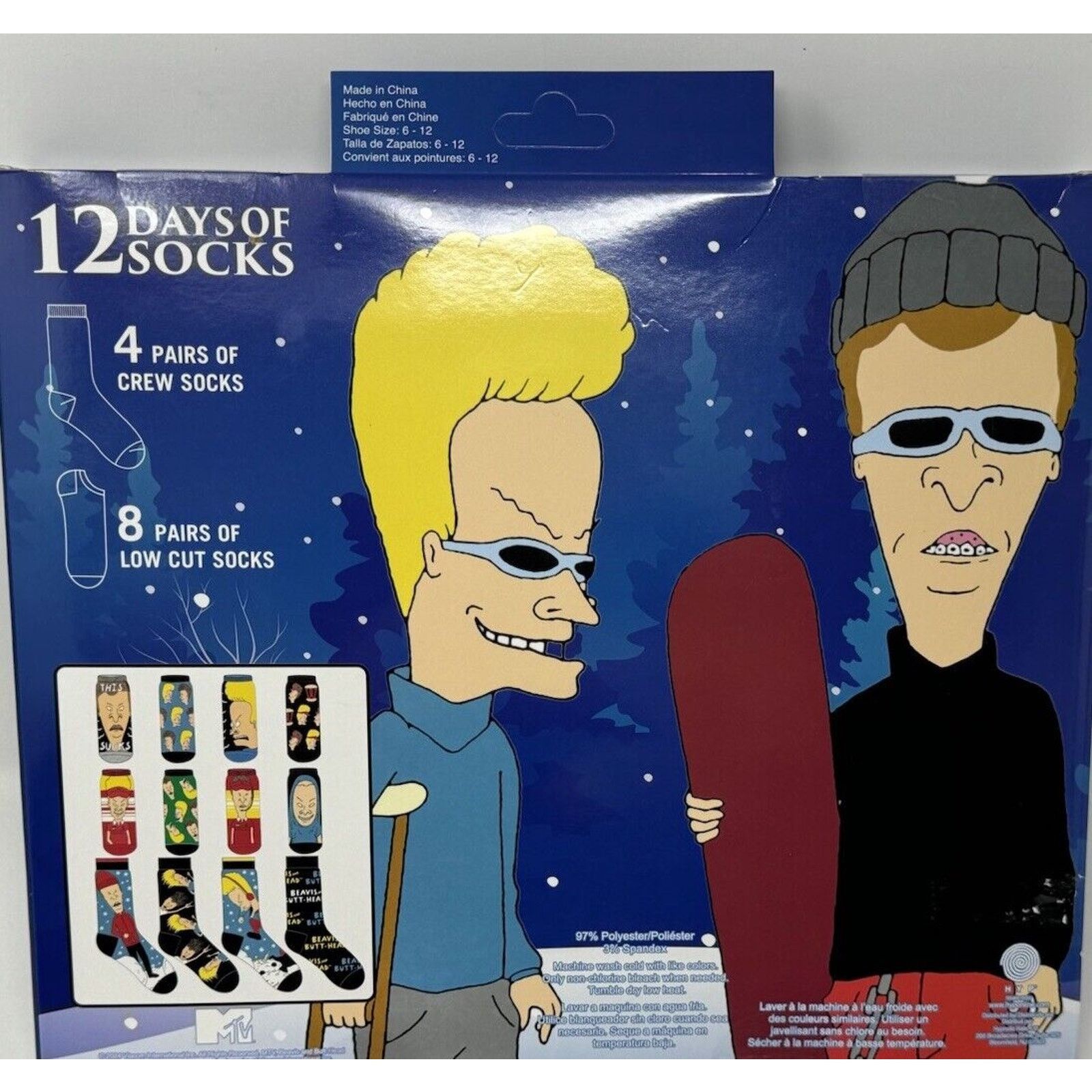 Mtv BEAVIS and BUTT-HEAD SOCKS 12 DAYS OF SOCKS Christmas Size ONE SIZE - 3 Thumbnail