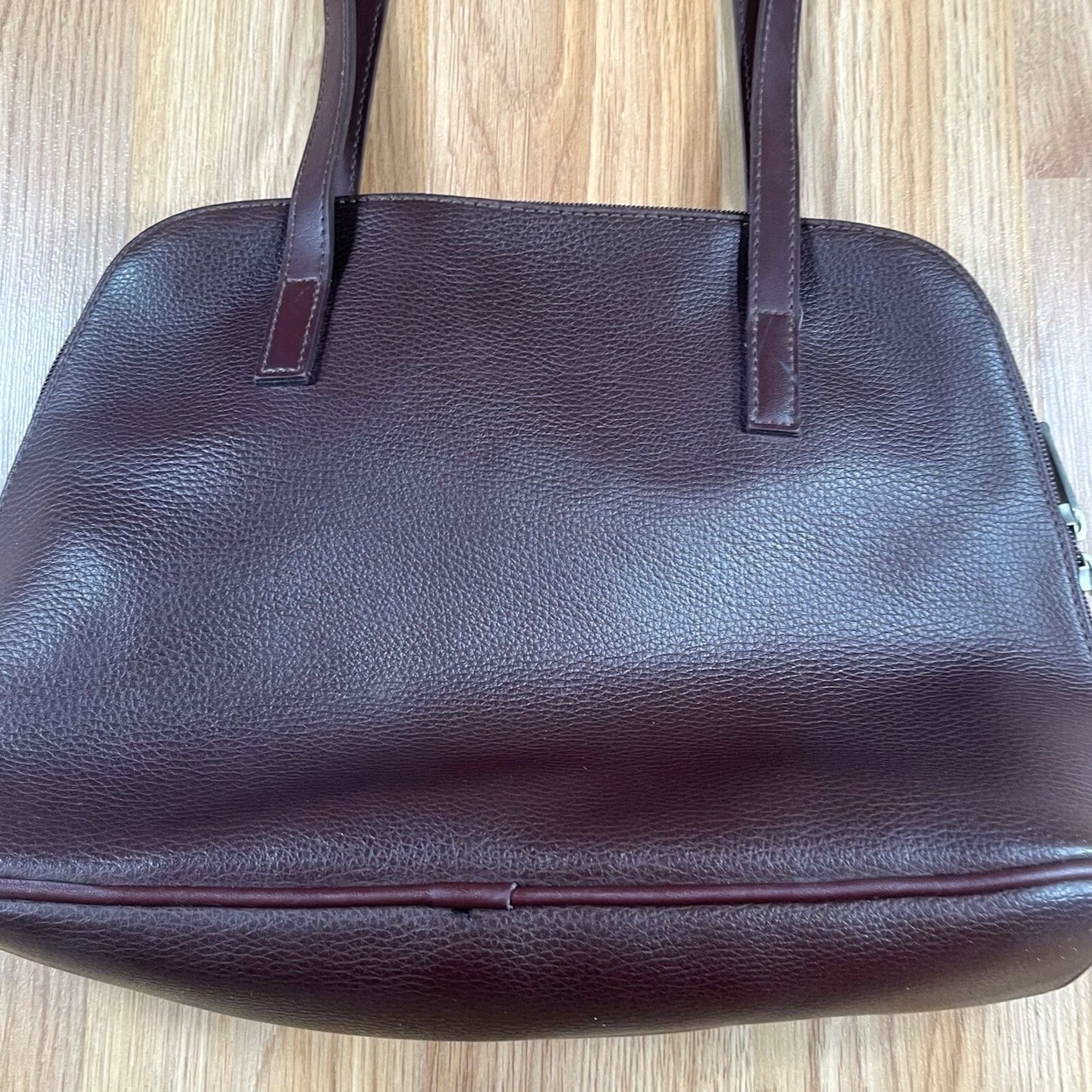 Esprit VINTAGE Esprit Brown Leather Round Zip Shoulder Bag Tote Purse Womens Size ONE SIZE - 5 Thumbnail