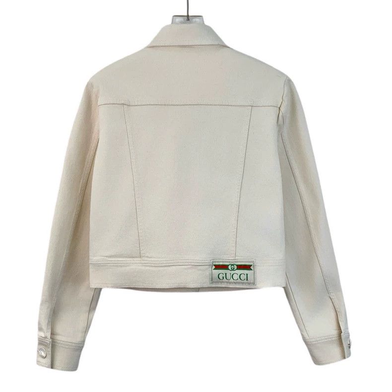 Gucci Gucci White cotton lapel single-breasted long-sleeved denim Size S / US 4 / IT 40 - 2 Thumbnail