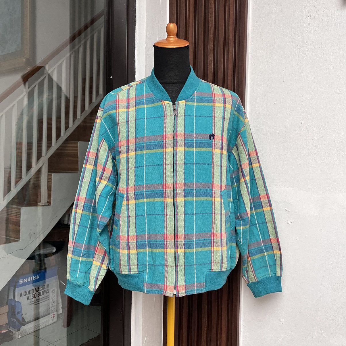 Hang Ten × Vintage Vintage 80s Hang Ten Monkey Jacket Plaid Tartan Size US L / EU 52-54 / 3 - 1 Thumbnail