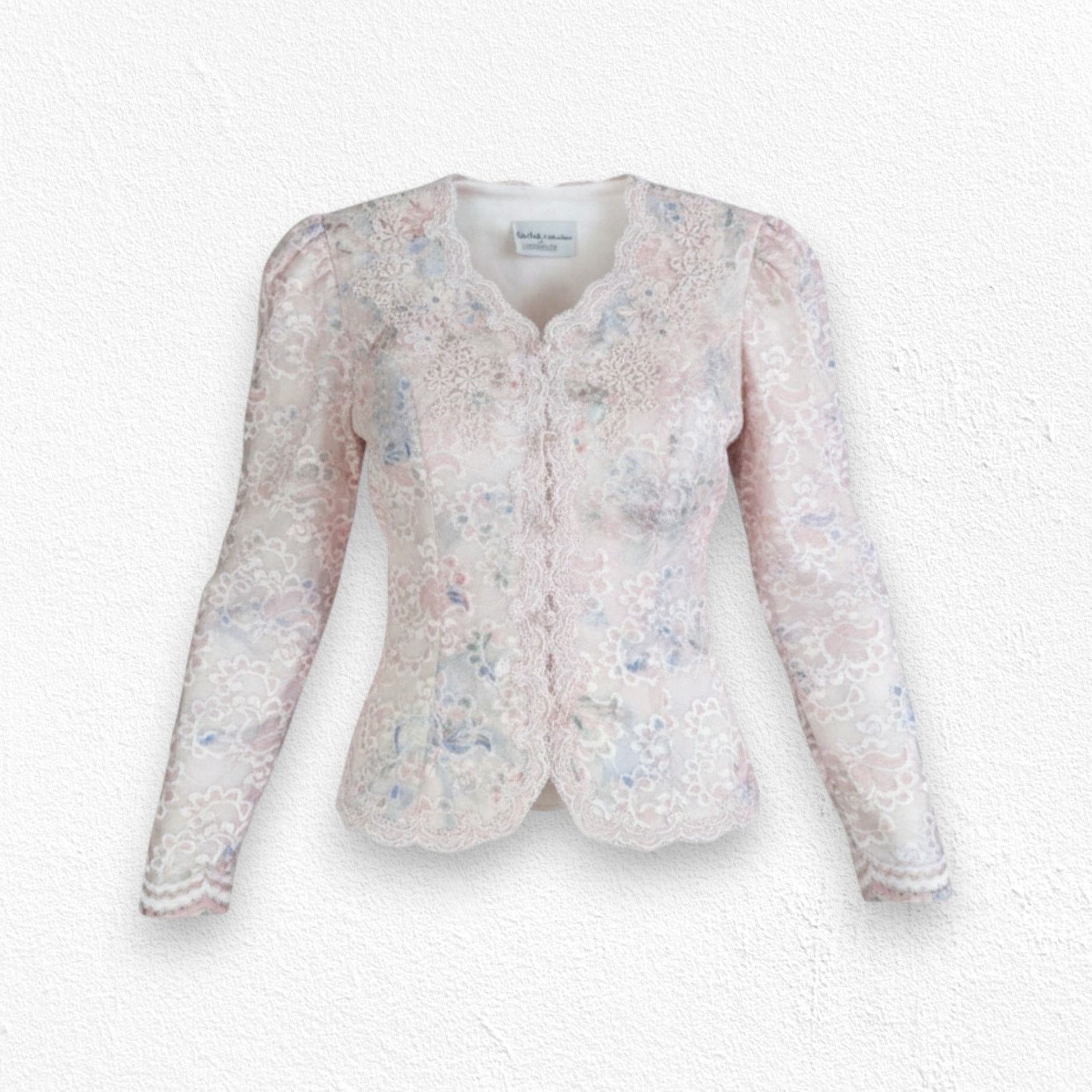 Vintage Vintage Pastel Pink Floral Lace Blazer Size 8 Size M / US 6-8 / IT 42-44 - 1 Thumbnail