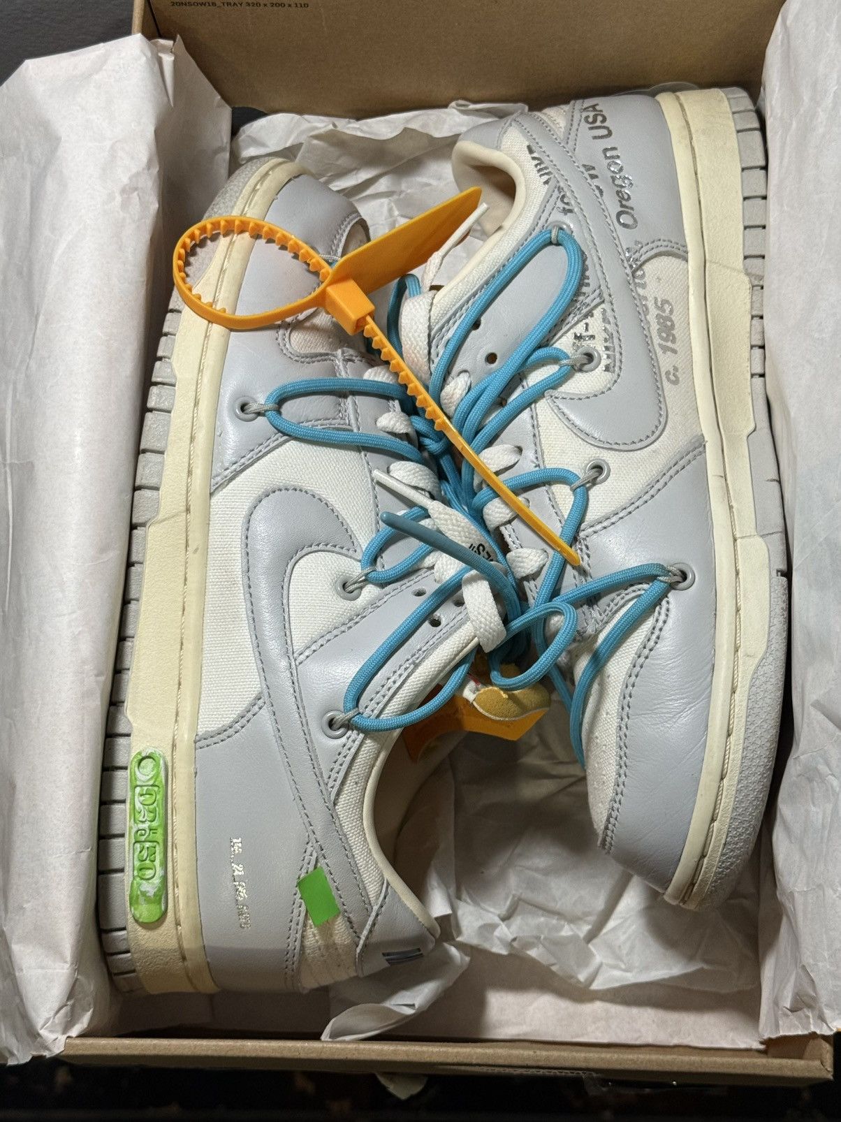 Nike × Off-White Nike Dunk Low Off-White Lot 02 Sail Neutral Grey Blue Size US 7.5 / EU 40-41 - 1 Thumbnail
