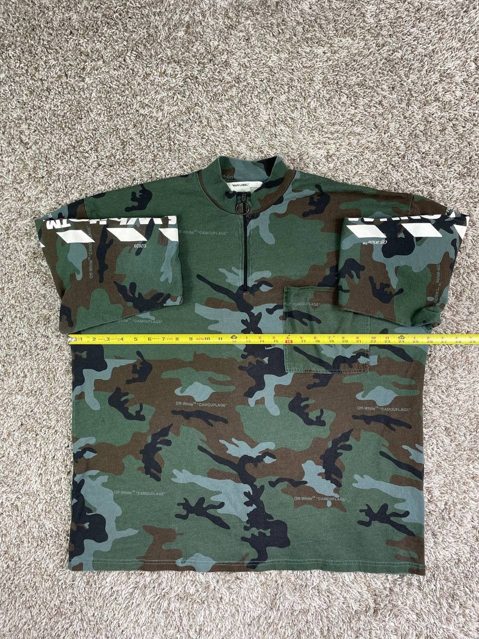 Off-White Off-White Long Sleeve Zip Mock Neck Tee Blue Camo Size US M / EU 48-50 / 2 - 6 Thumbnail