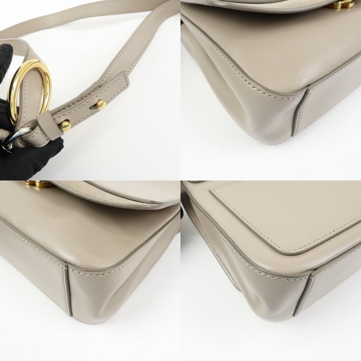 Chloe Chloe C Leather & Suede Flap Bag Beige Size ONE SIZE - 4 Thumbnail