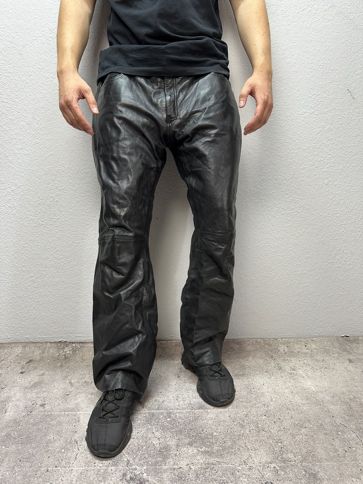 Leather Vintage Spirit Motors by Polo Leather Pants Black Riding Y2K Size US 36 / EU 52 - 1 Thumbnail