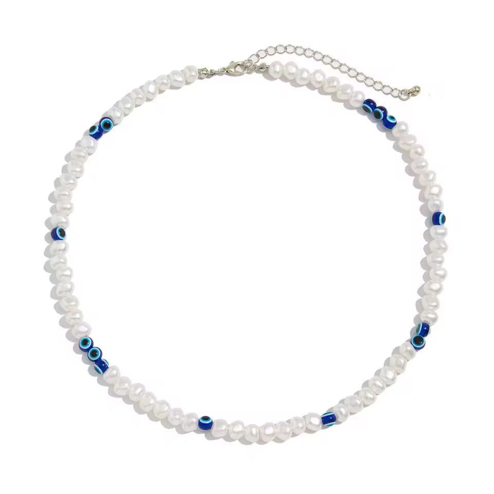 Jewelry Imitation Baroque Acrylic Pearl Demon Eye Bead Necklace Size ONE SIZE - 5 Thumbnail