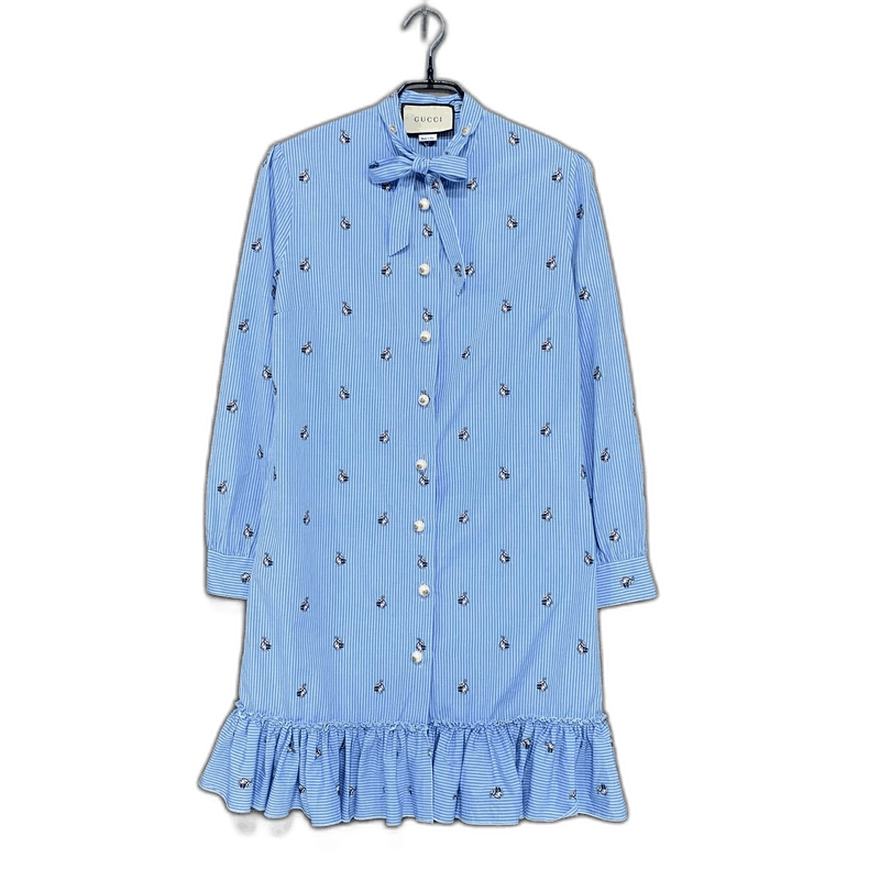 Gucci Blue Pearl Button Bow Dress-2505 Size M / US 6-8 / IT 42-44 - 1 Thumbnail